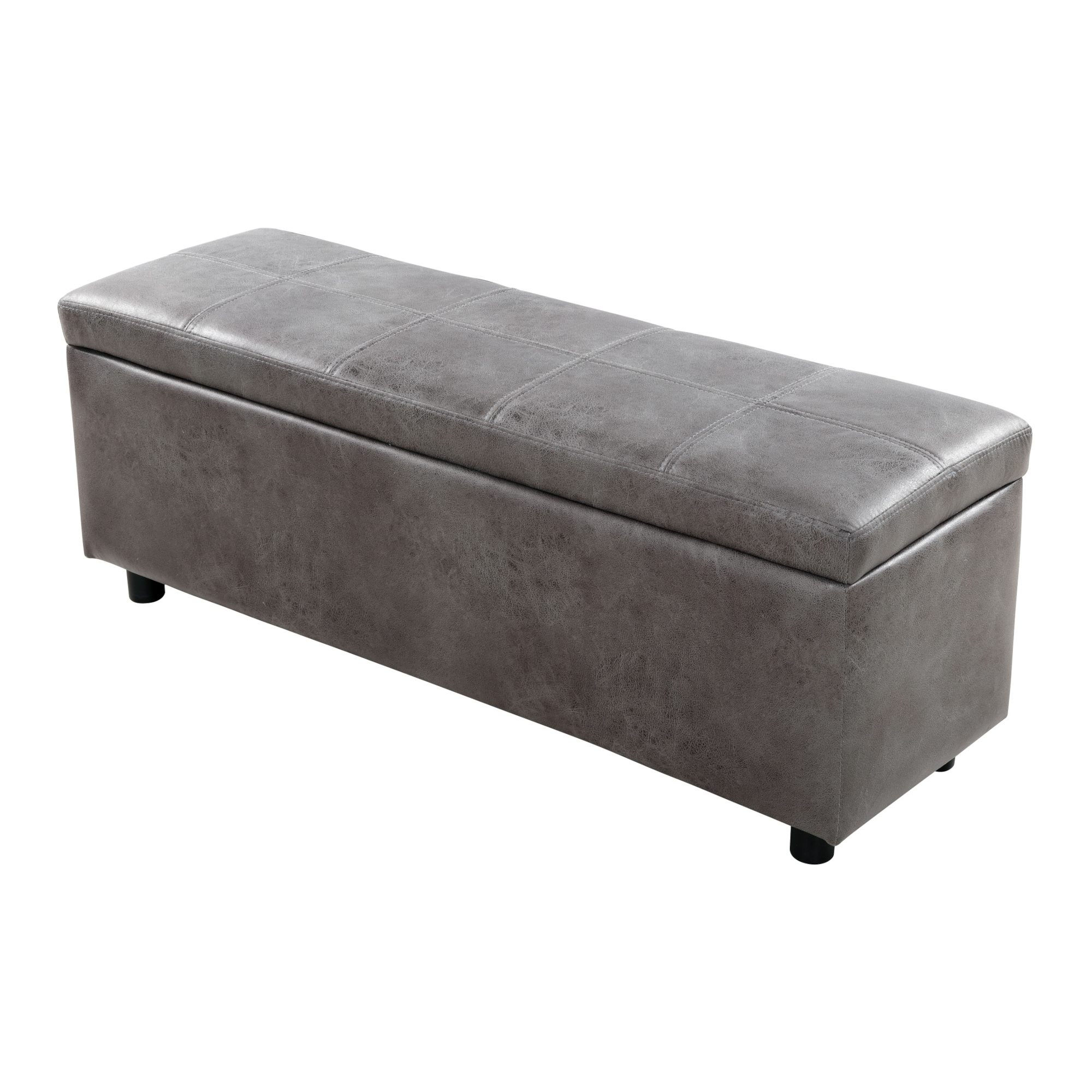 Banchetă tapițată cu spațiu de depozitare Bukit, gri, 118x37x43 cm