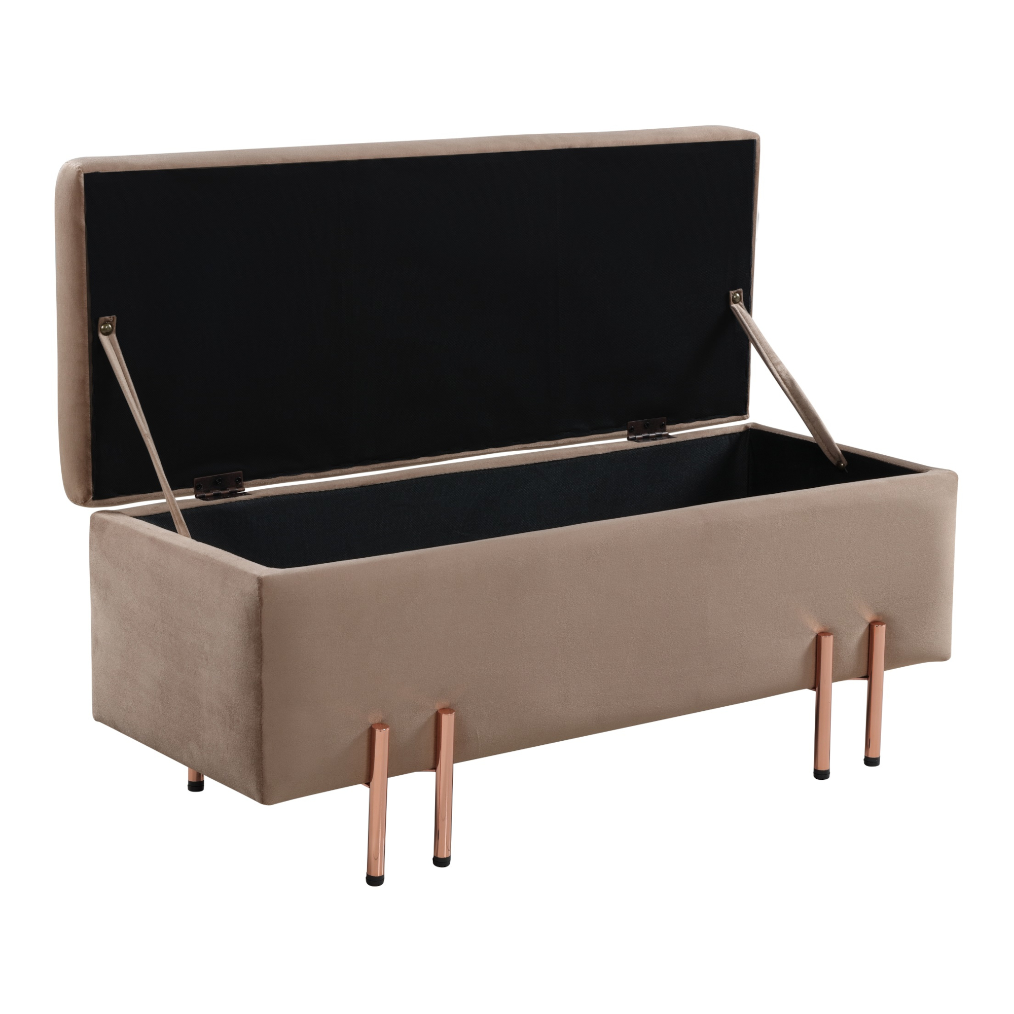 Bancheta cu spațiu de depozitare Dals, catifea maro, 100x40x42 cm