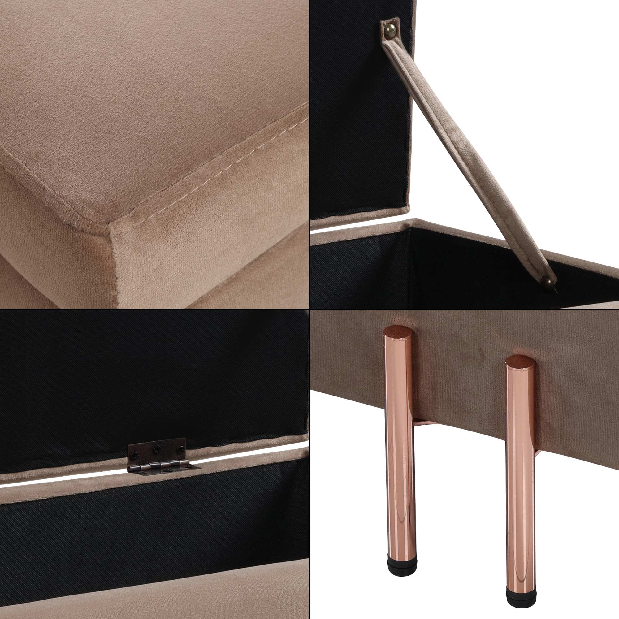 Bancheta cu spațiu de depozitare Dals, catifea maro, 100x40x42 cm