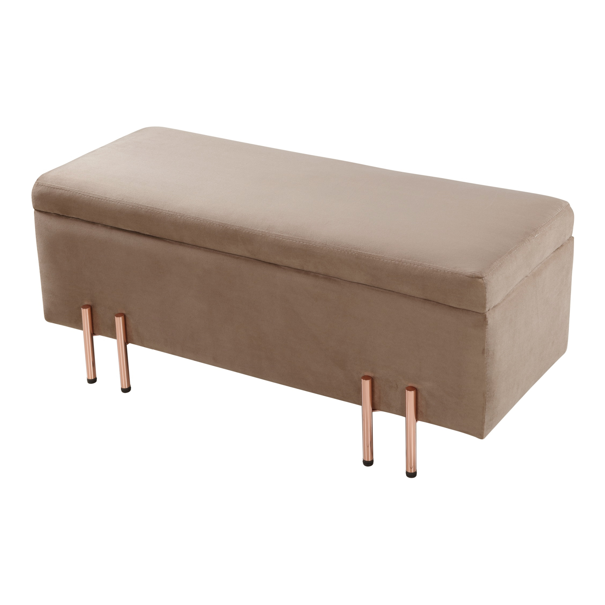 Bancheta cu spațiu de depozitare Dals, catifea maro, 100x40x42 cm