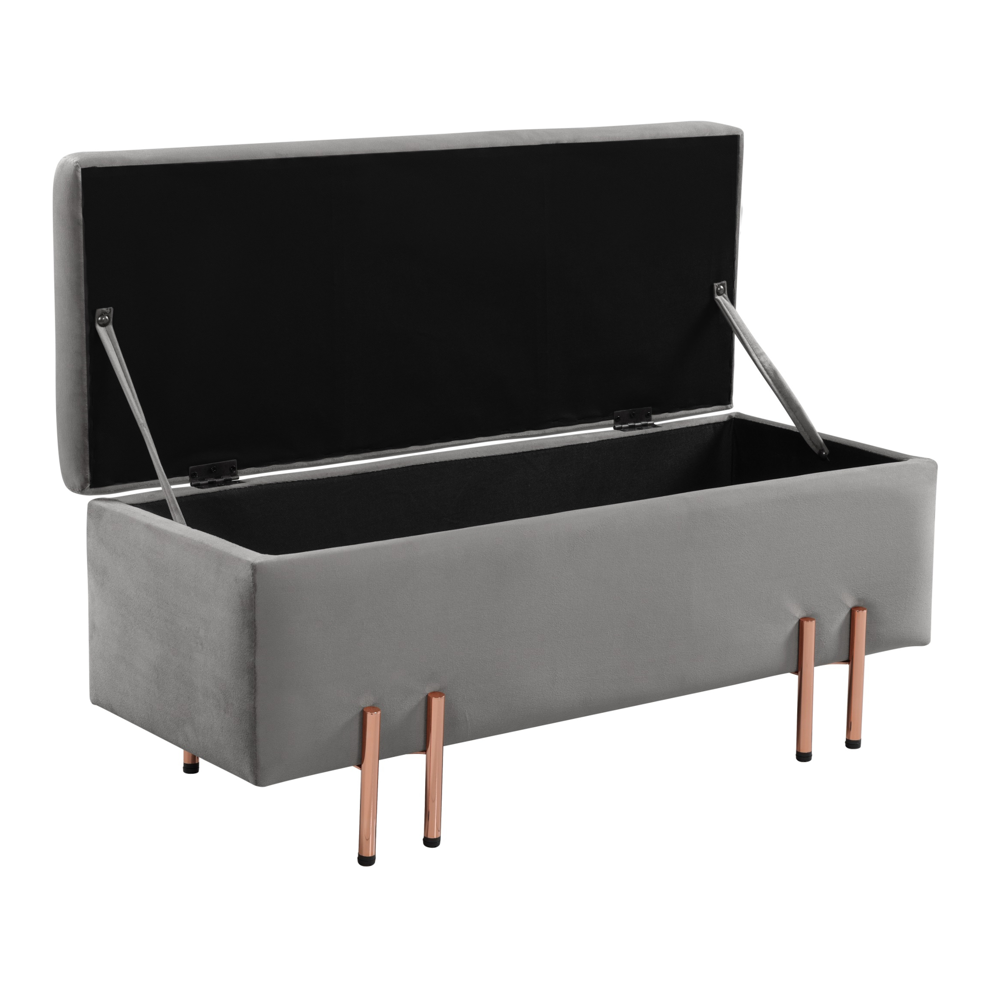 Banchetă cu spațiu de depozitare Dals, catifea gri, 100x40x42 cm