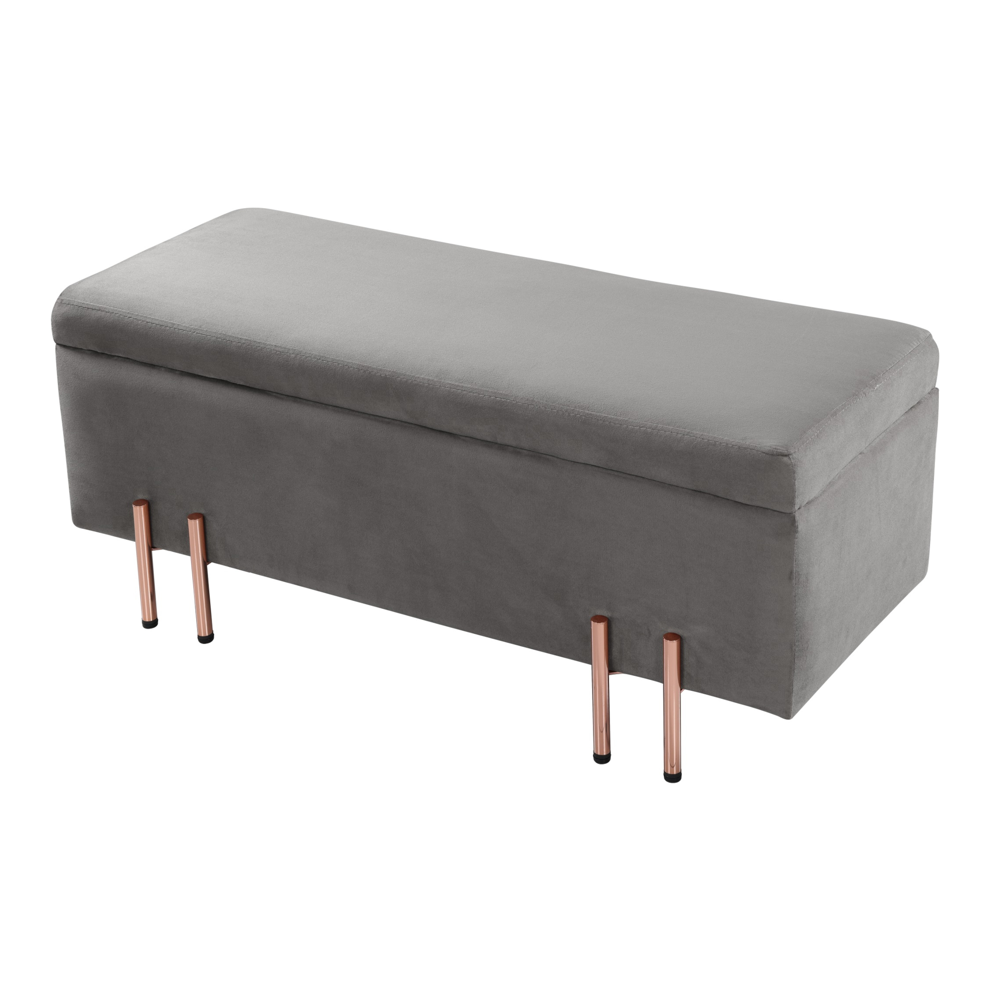 Banchetă cu spațiu de depozitare Dals, catifea gri, 100x40x42 cm