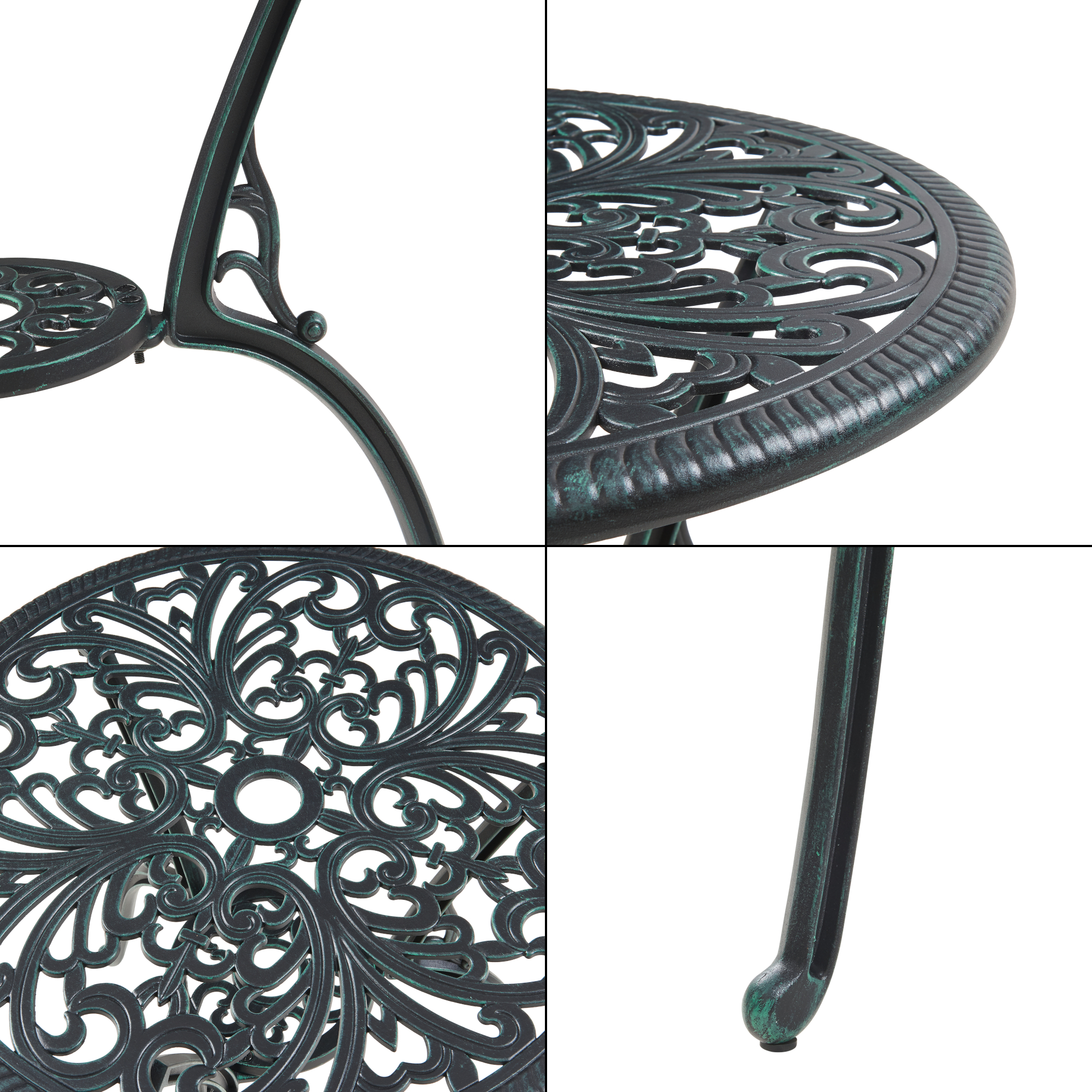 Set bistro de grădină Lupsam, 3 piese, aluminiu turnat, gri închis