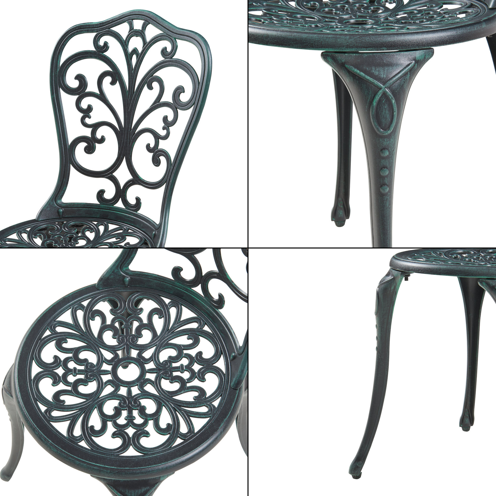 Set bistro de grădină Lupsam, 3 piese, aluminiu turnat, gri închis