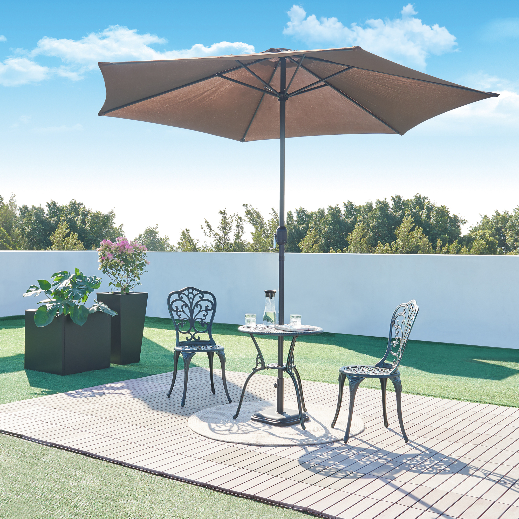 Set bistro de grădină Lupsam, 3 piese, aluminiu turnat, gri închis