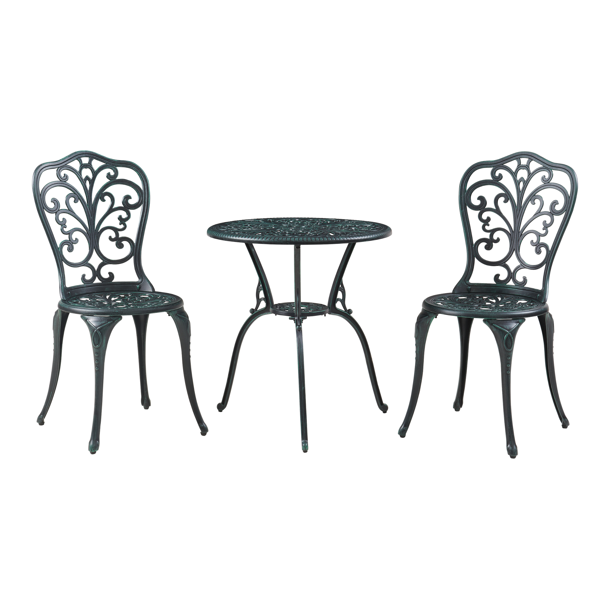 Set bistro de grădină Lupsam, 3 piese, aluminiu turnat, gri închis