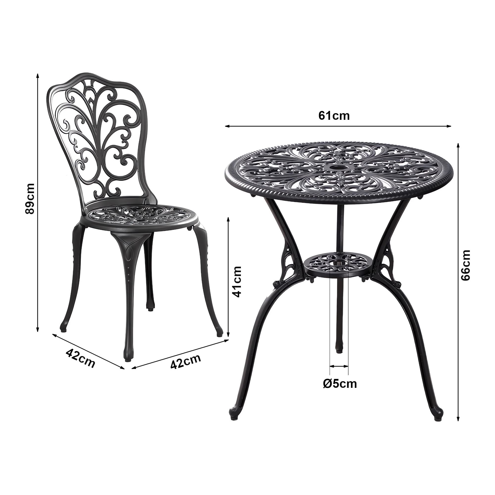 Set bistro de grădină Lupsam, 3 piese, aluminiu turnat, gri închis