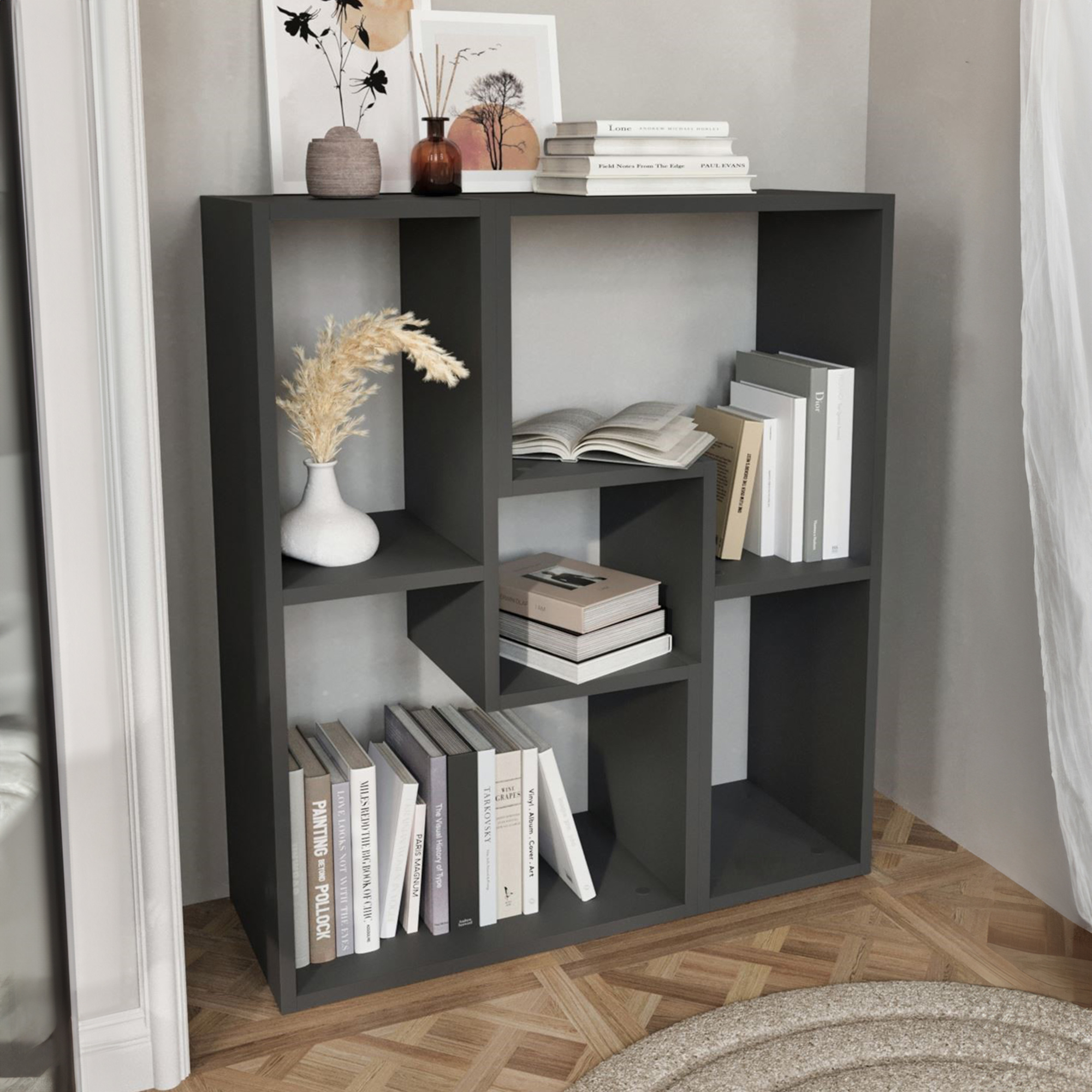 Set mobilier modular Hustersurd, 2 piese, antracit, multifunctional