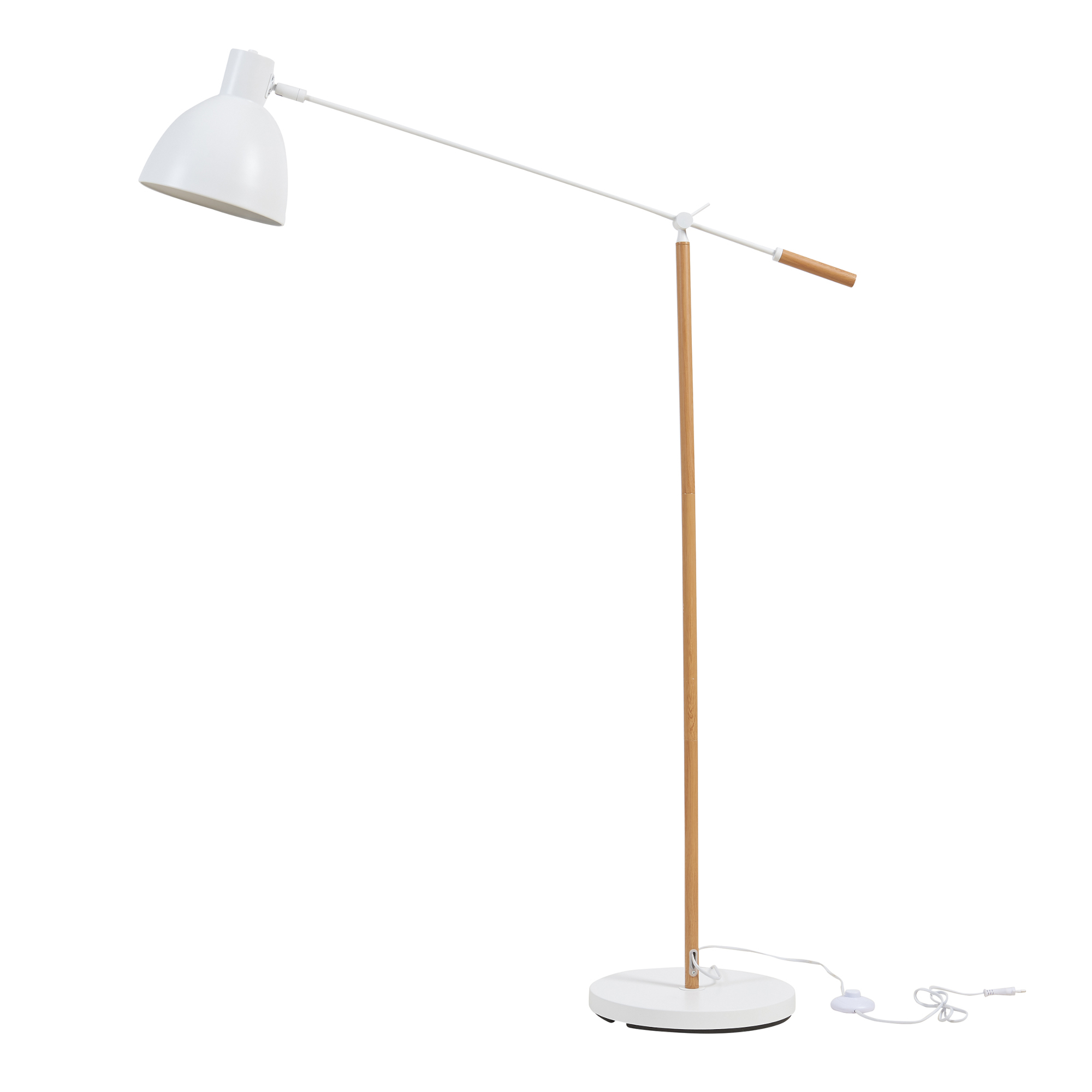 Lampadar Banchory din metal, 163 cm, aspect lemn și alb