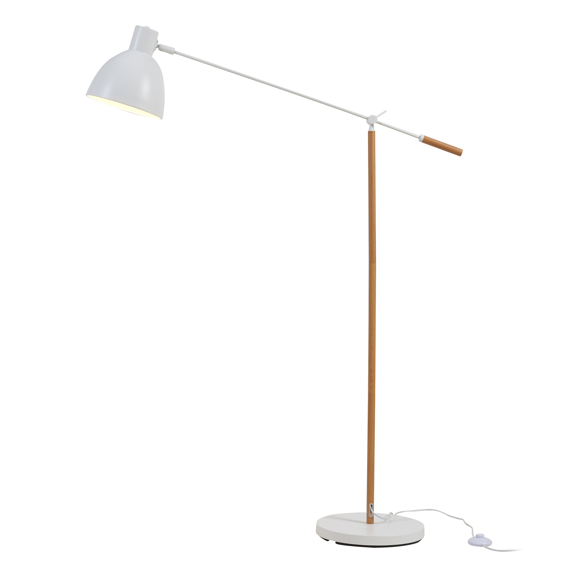 Lampadar Banchory din metal, 163 cm, aspect lemn și alb