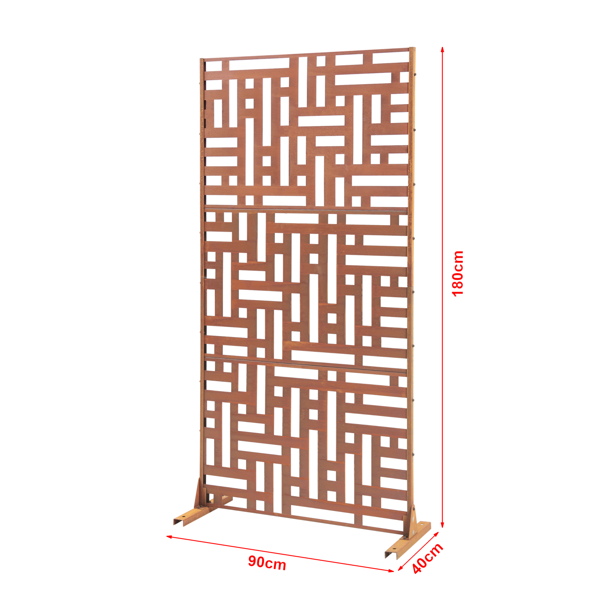 Paravan despărțitor Bernalda 180x90 cm din oțel corten, aspect ruginiu