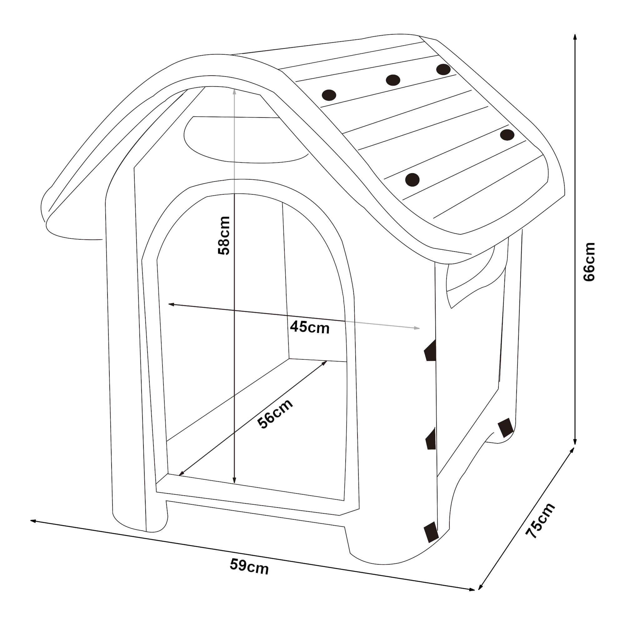 Cușcă pentru câini Bello 75x59x66 cm, alb verde, din plastic