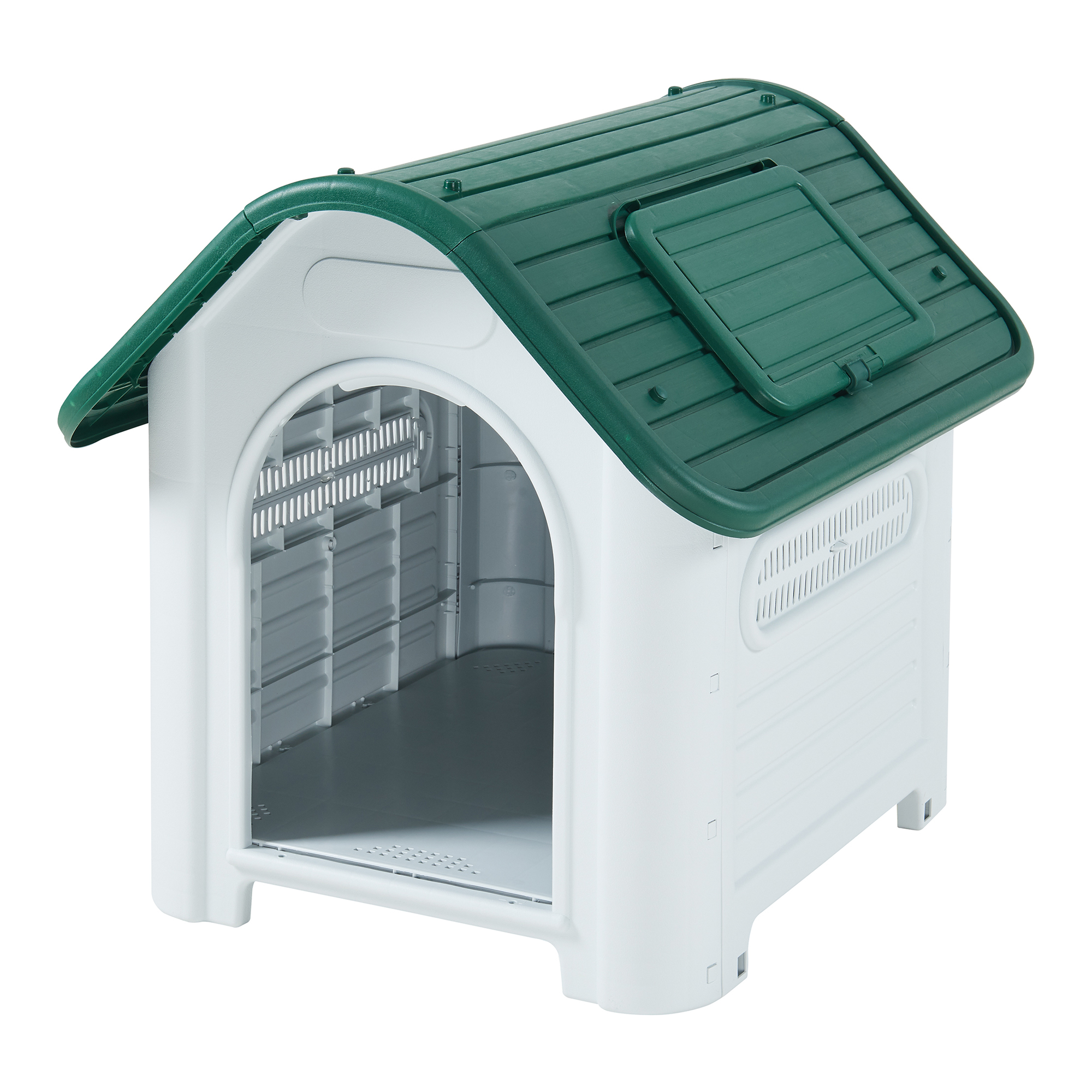 Cușcă pentru câine Bello din plastic, alb-verde, 87x72x75 cm