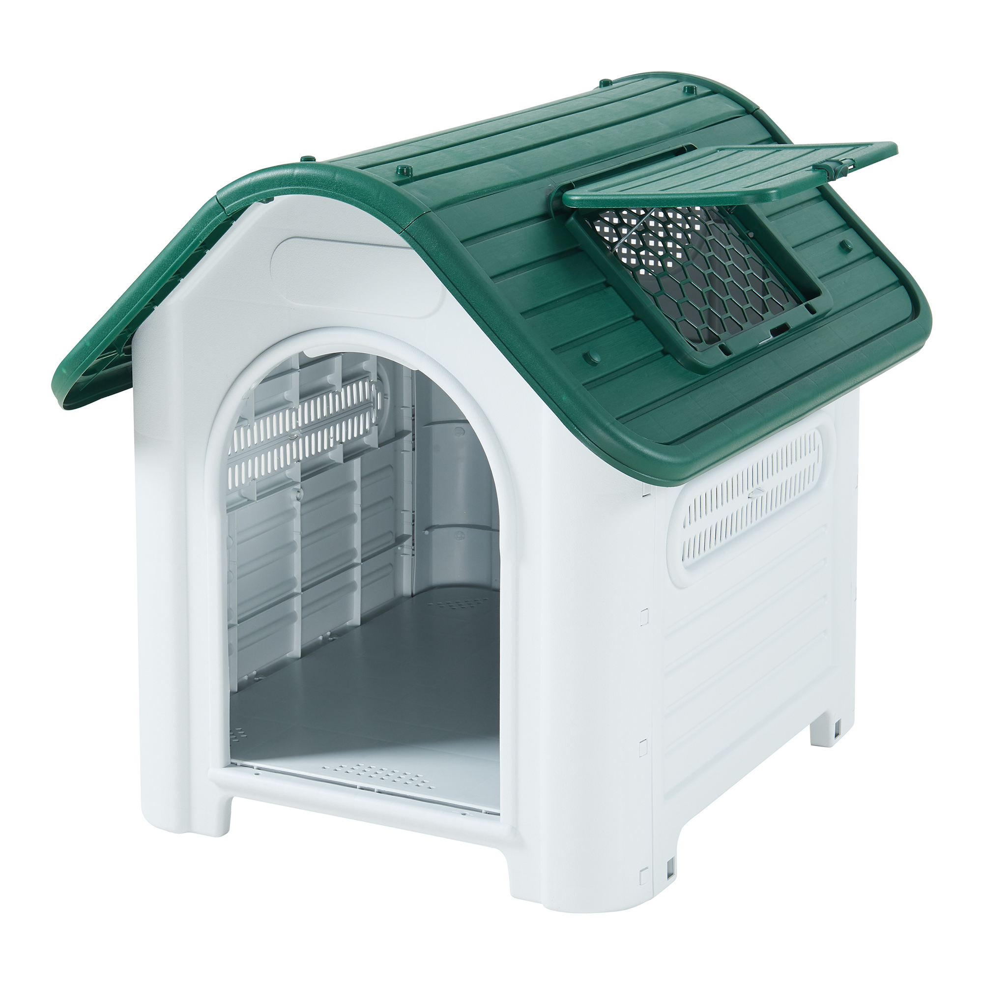 Cușcă pentru câine Bello din plastic, alb-verde, 87x72x75 cm