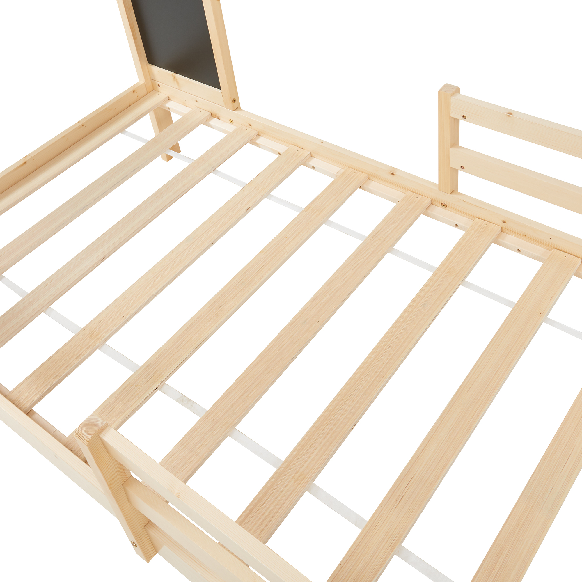 Pat copii tip căsuță Lorenskog 90x200 cm, natur, din lemn