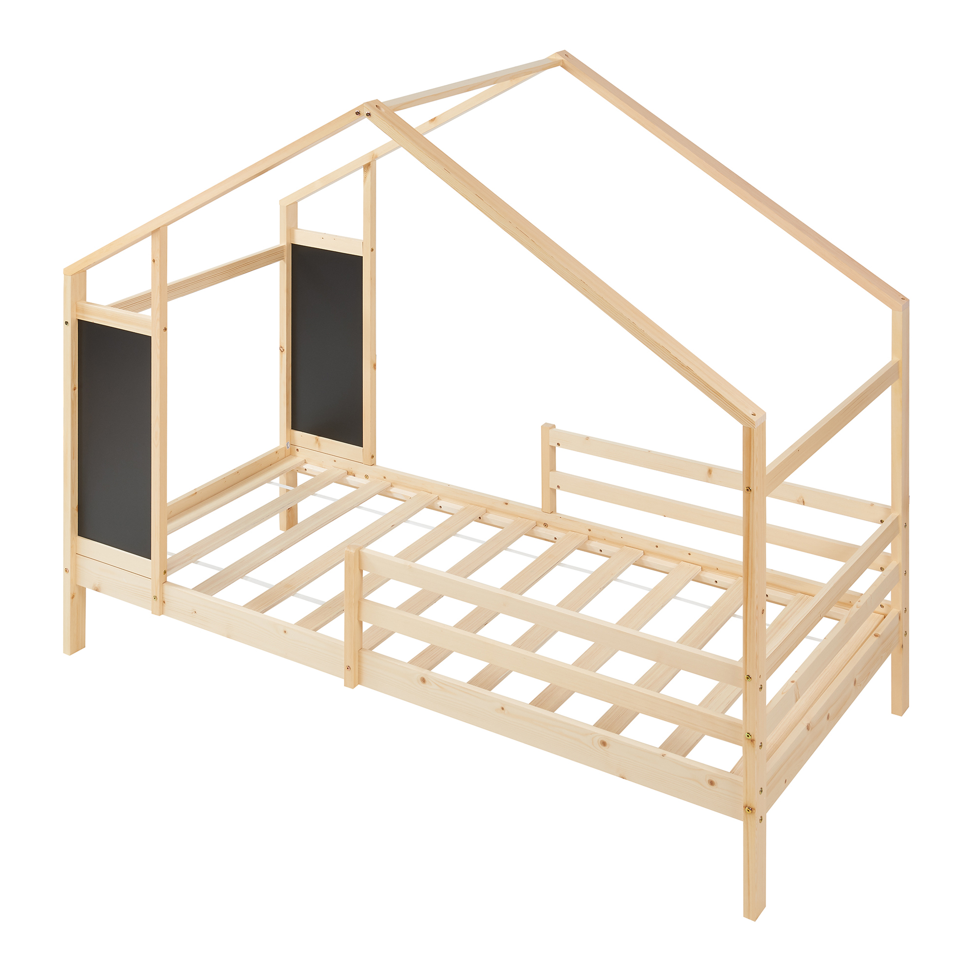 Pat copii tip căsuță Lorenskog cu saltea 90x200 cm, natur