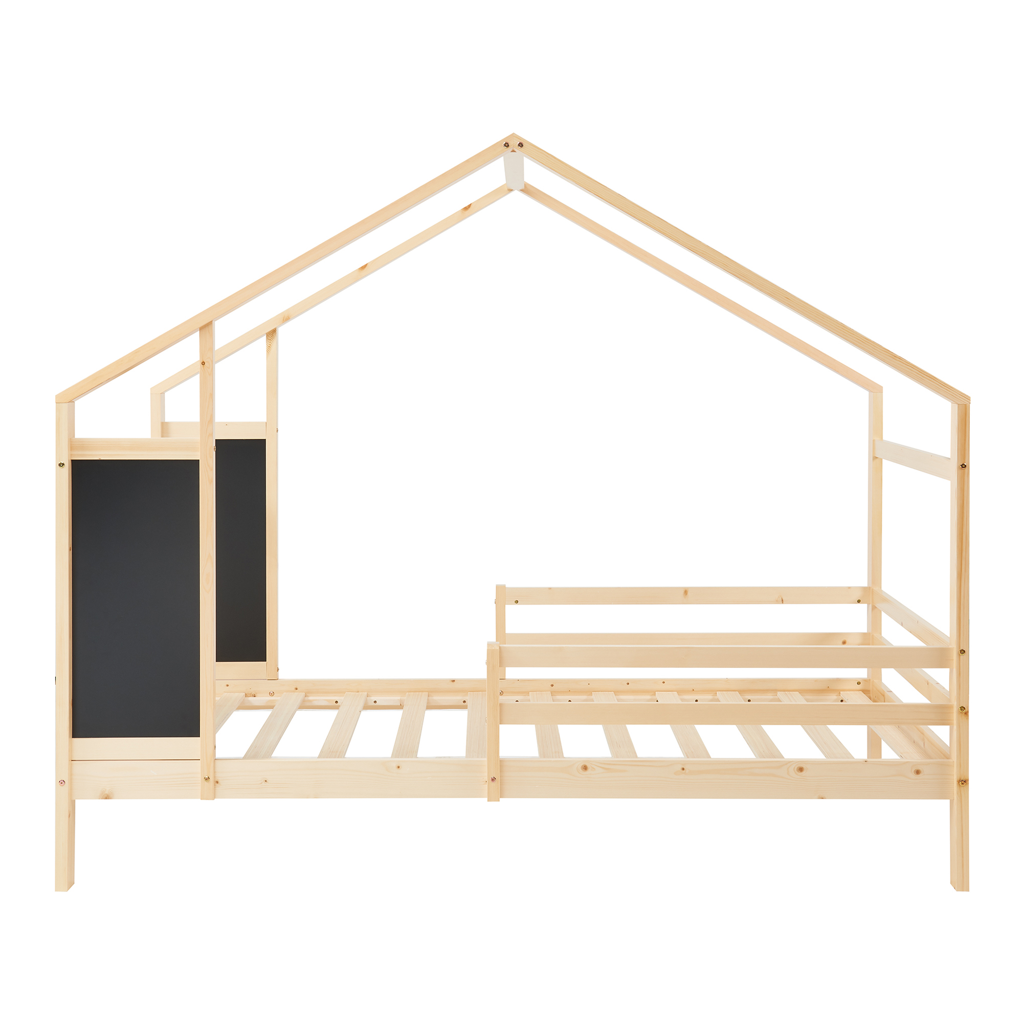 Pat copii tip căsuță Lorenskog cu saltea 90x200 cm, natur