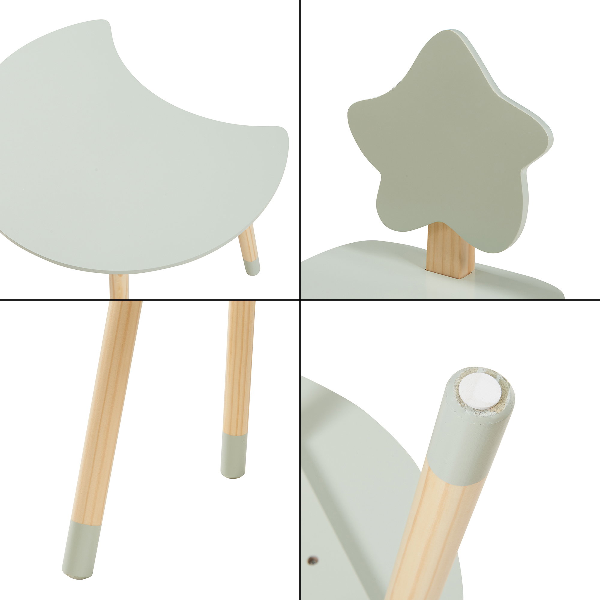 Birou pentru copii cu scaun Lallega, verde mentă, model lună și stea