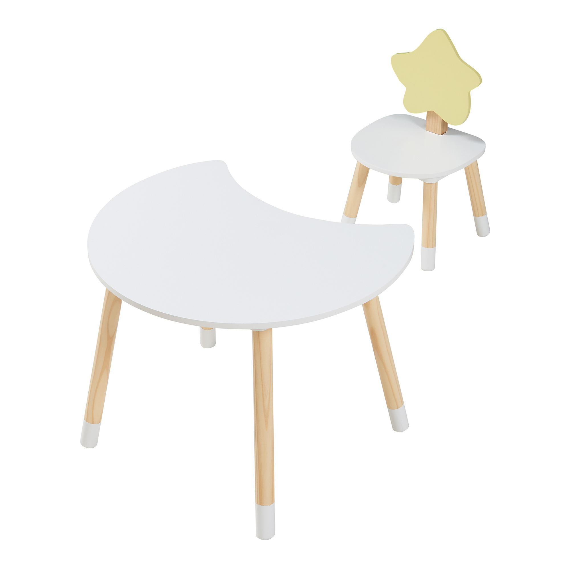 Birou pentru copii cu scaun Lallega, design Luna si Stea, alb