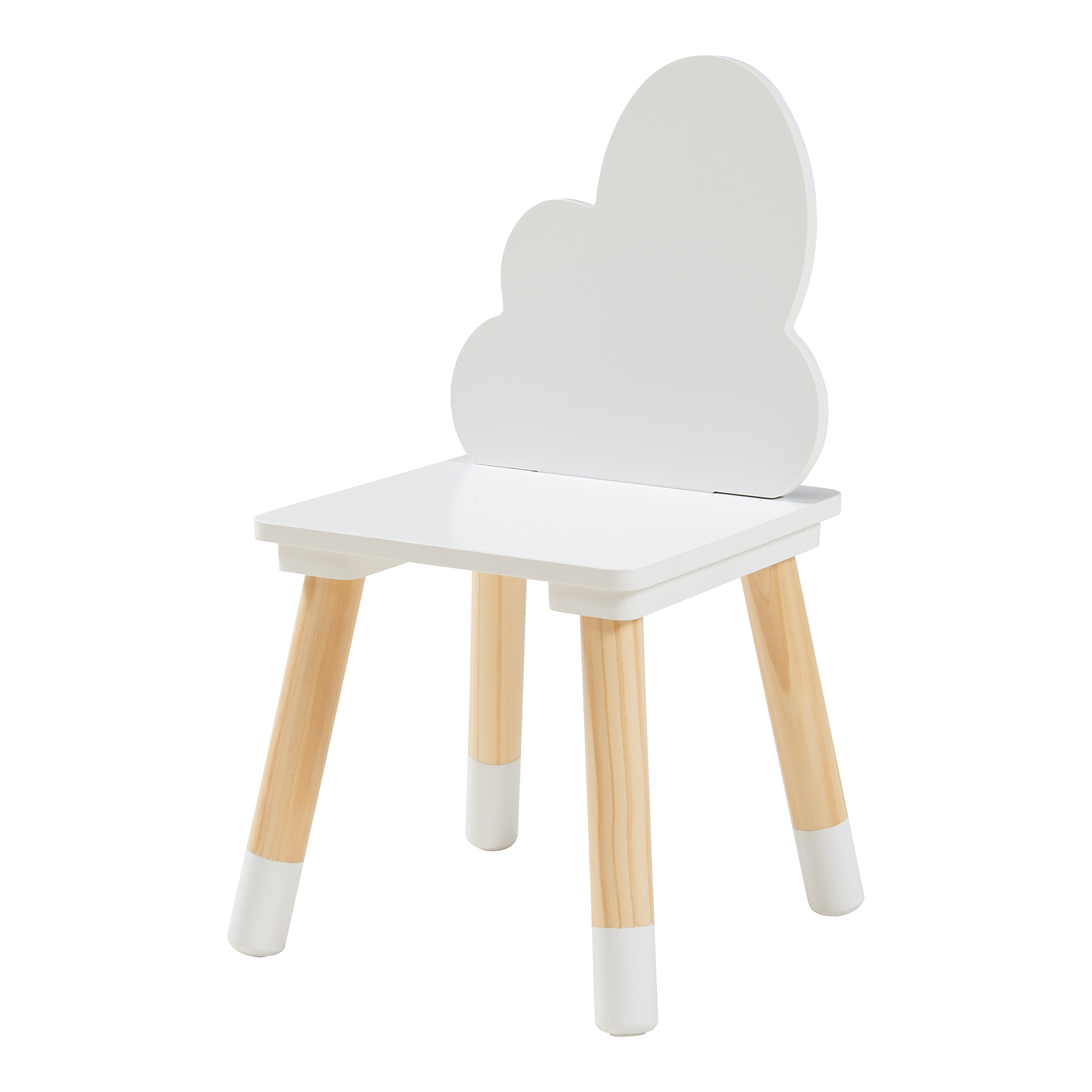 Set masă și 2 scaune pentru copii Hovle, design nori, alb