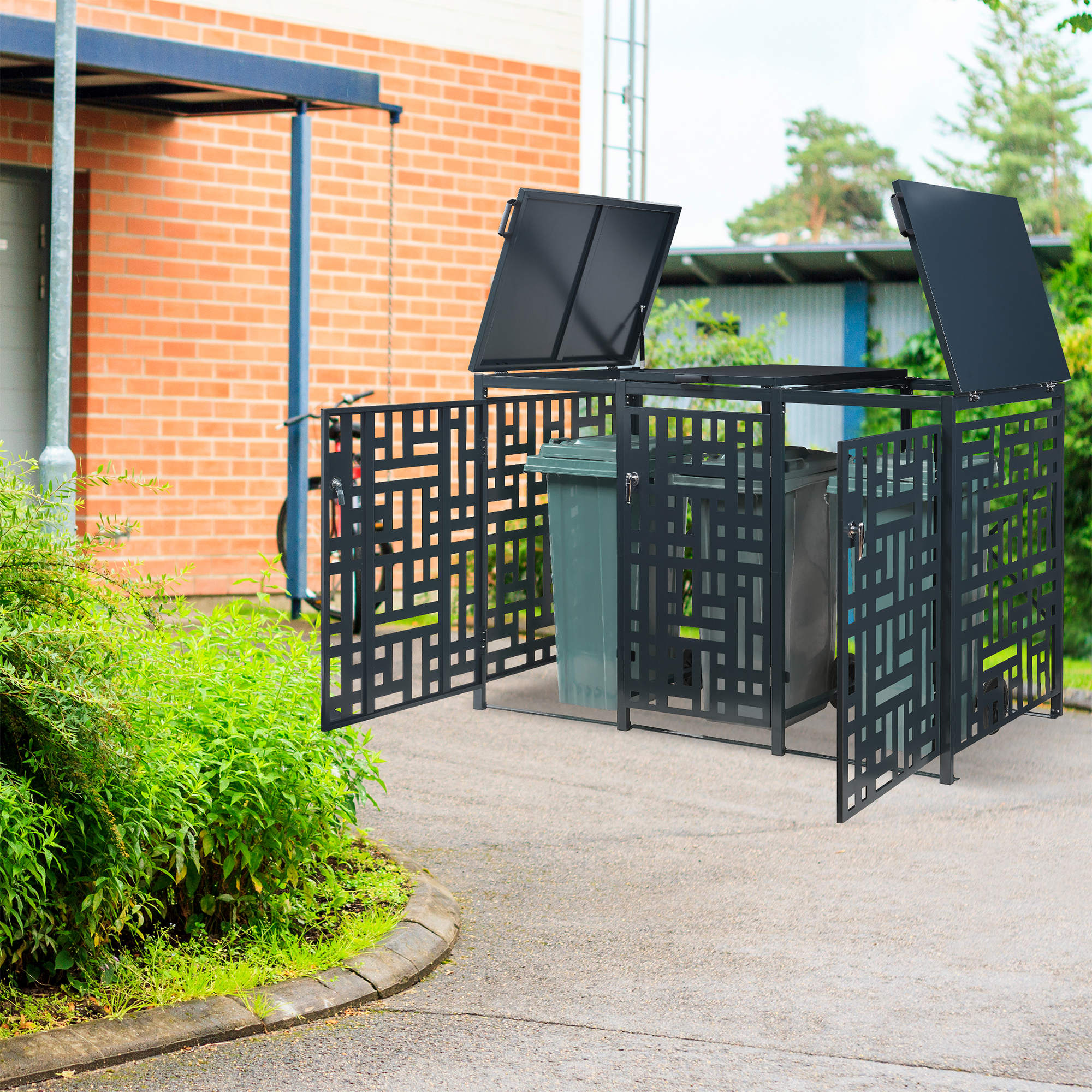 Masca pubele Bernalda pentru 3 recipiente 240 L, otel antracit