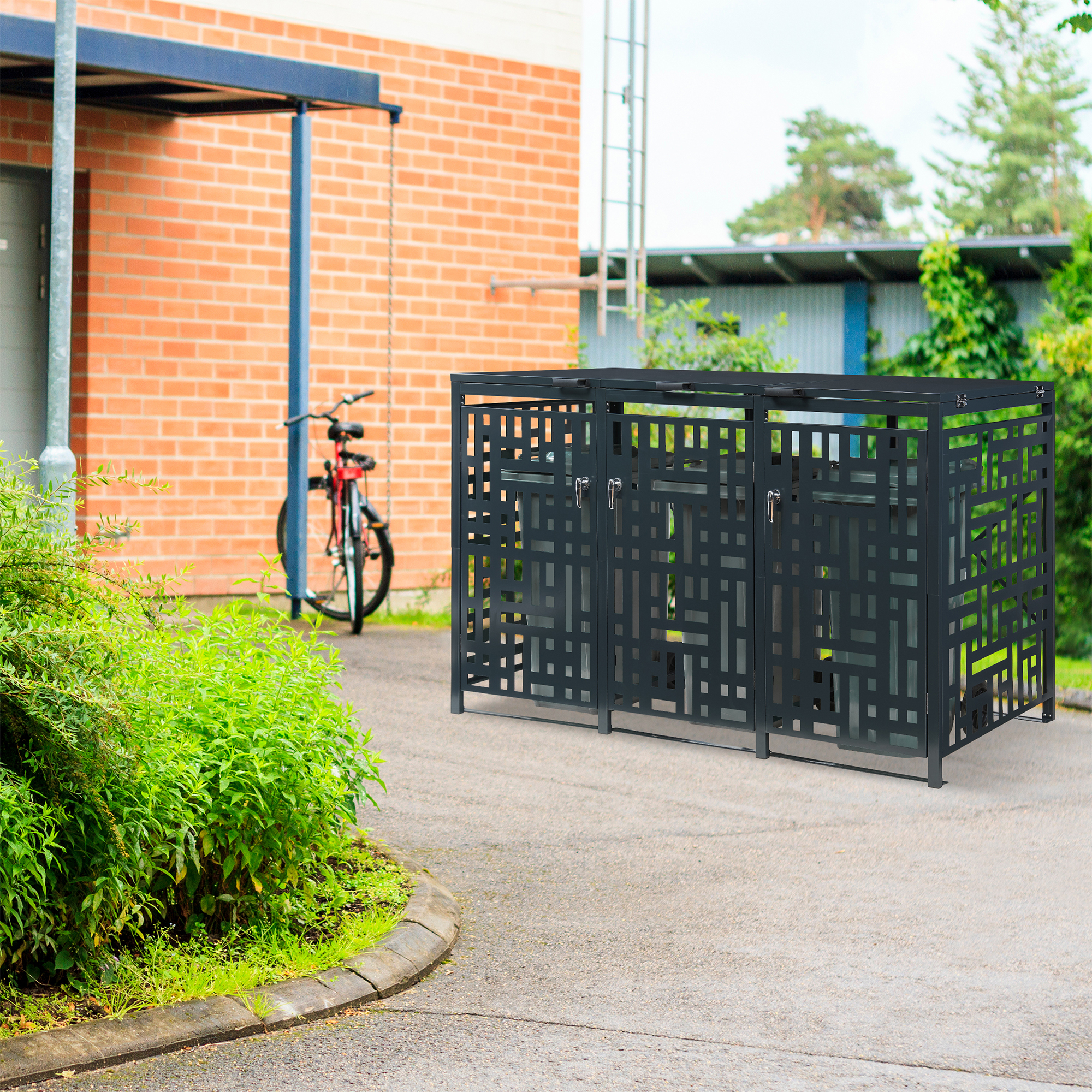 Masca pubele Bernalda pentru 3 recipiente 240 L, otel antracit