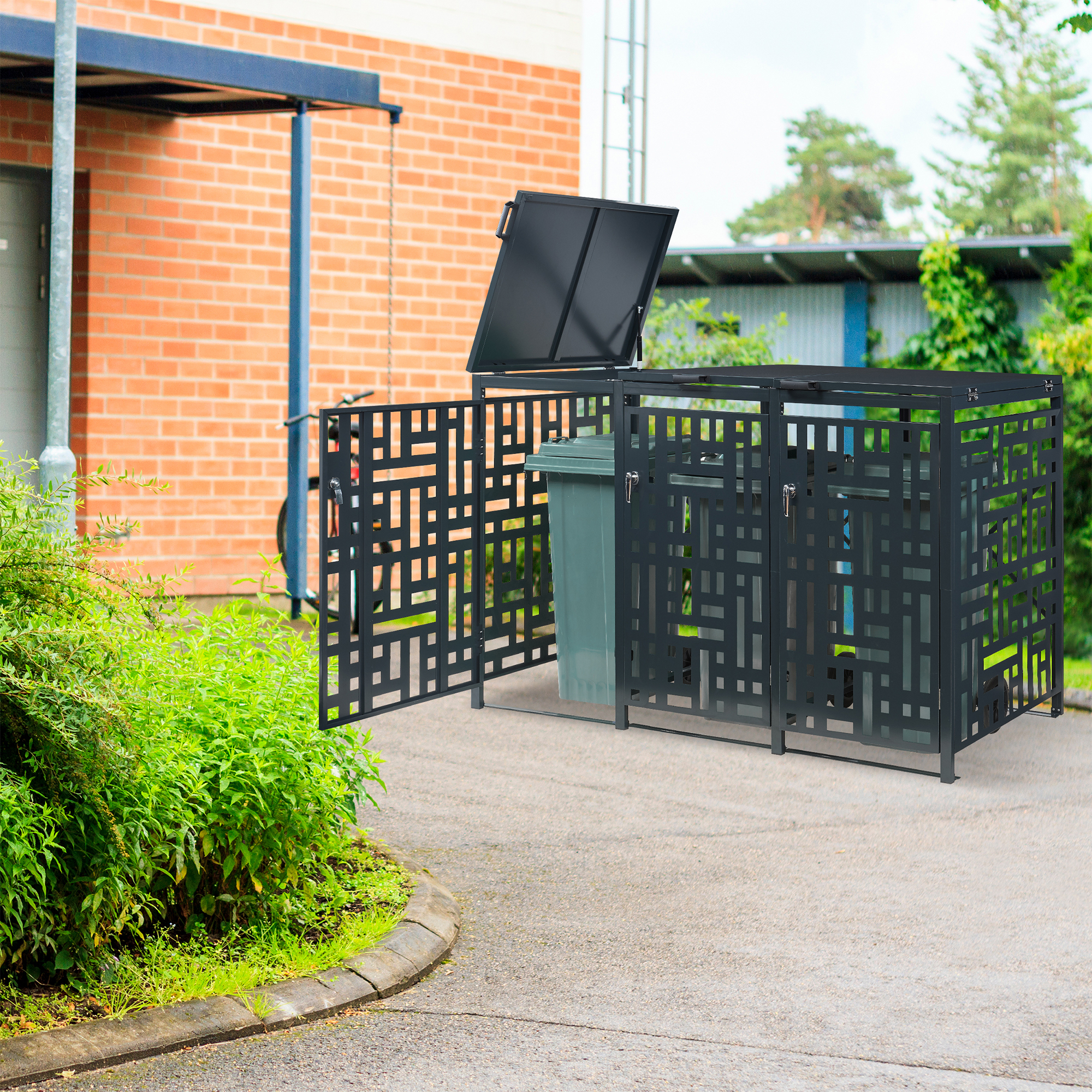 Masca pubele Bernalda pentru 3 recipiente 240 L, otel antracit