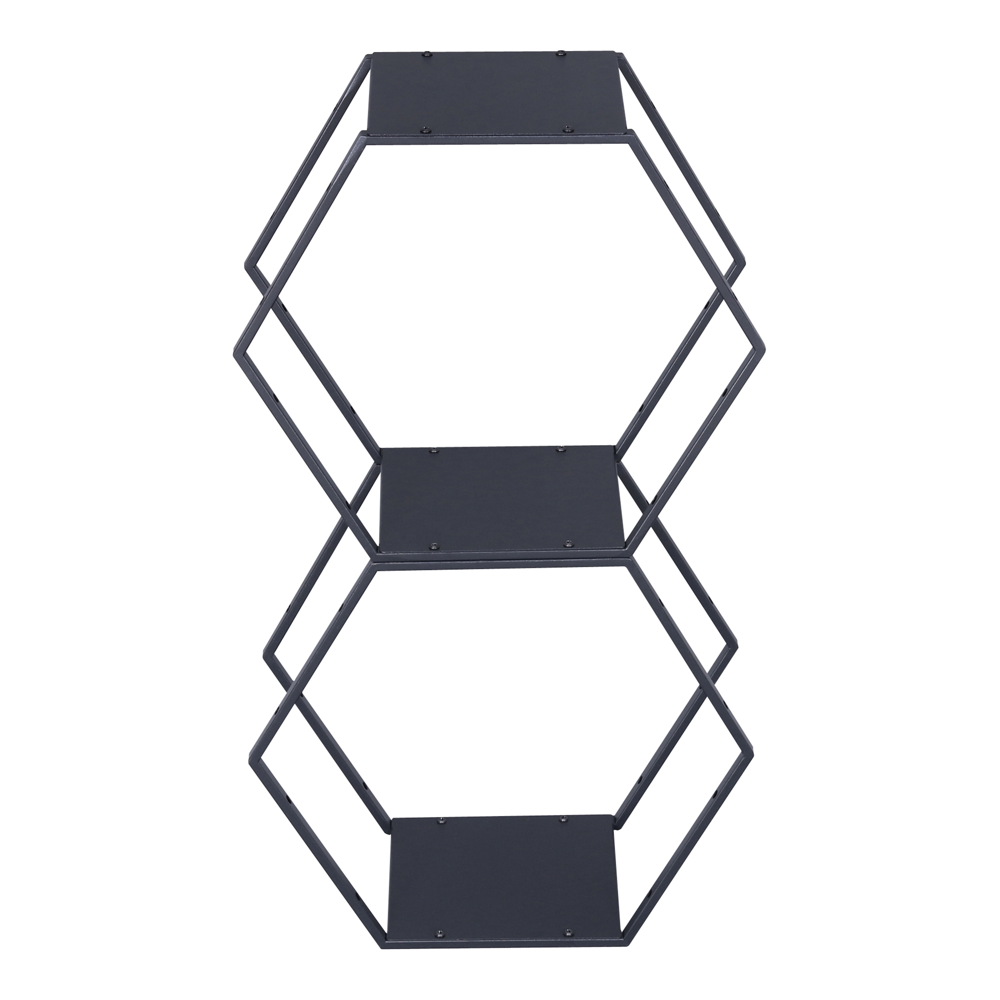 Set 2 rafturi hexagonale Tand din oțel negru pentru decor și organizare