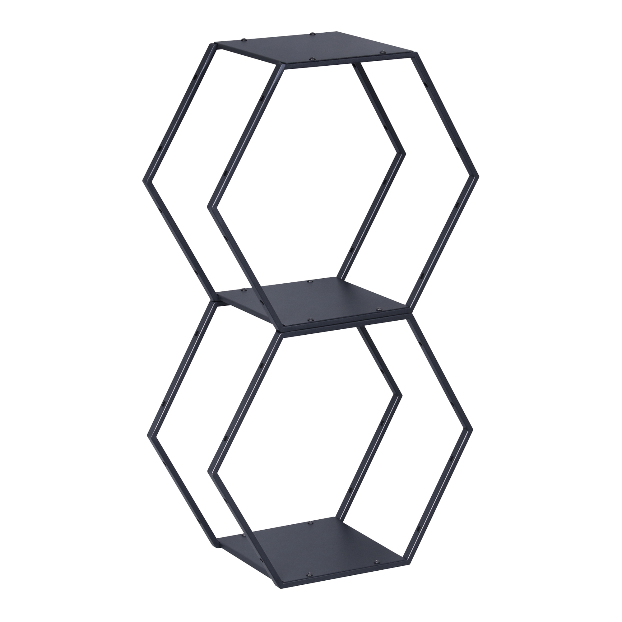 Set 2 rafturi hexagonale Tand din oțel negru pentru decor și organizare