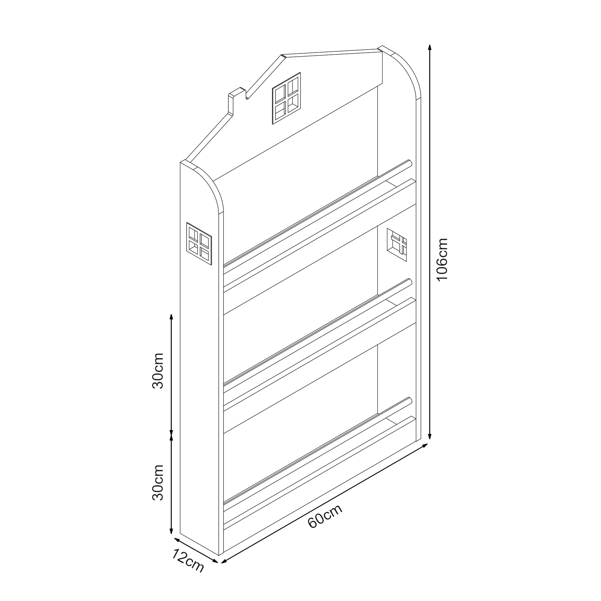 Raft pentru copii Vipsali tip căsuță, verde mentă/alb, 106x60x12 cm