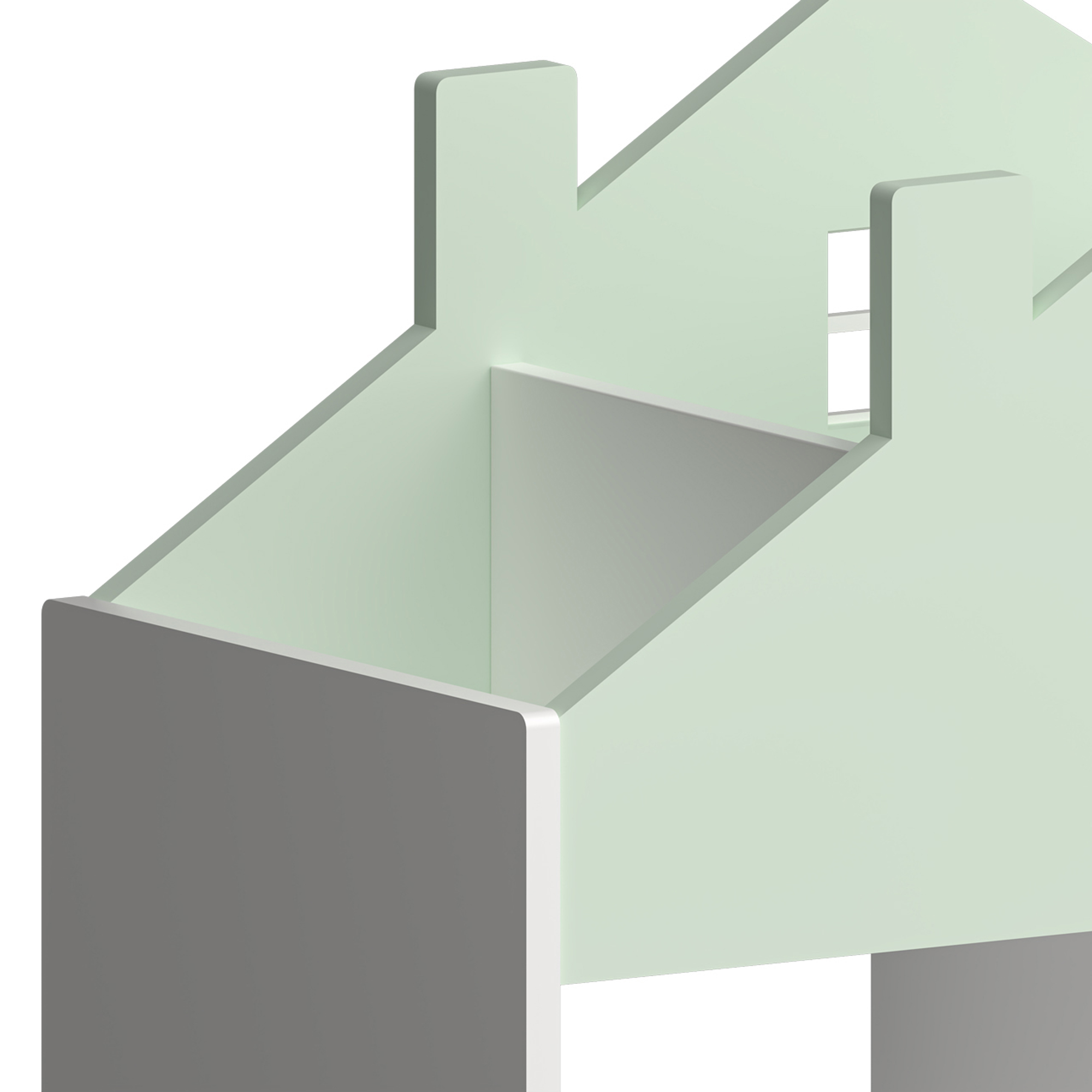 Raft pentru copii Vipsali tip casă, 90x60x26,5 cm, verde mentă/alb