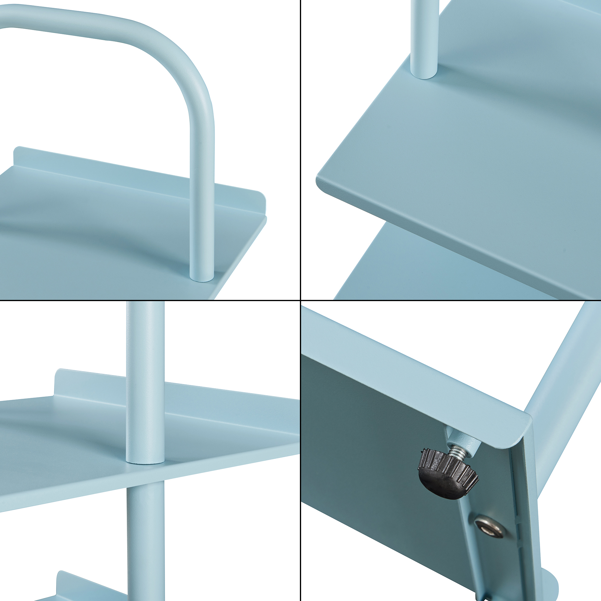 Raft pentru pantofi copii Poytya, oțel, 5 niveluri, 96x30x27 cm, albastru