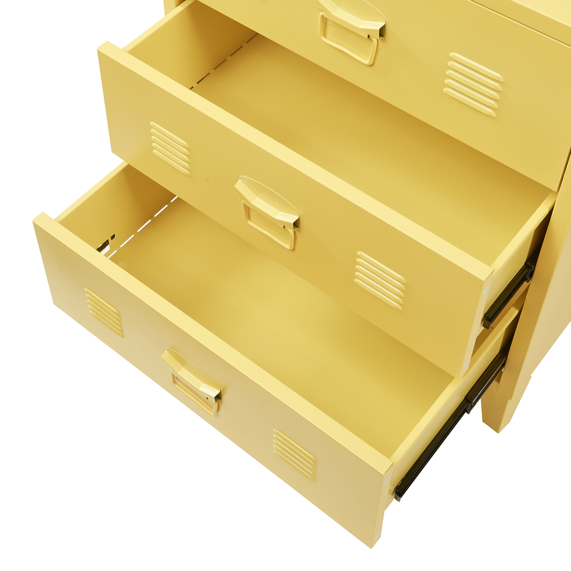 Comodă metalică cu 3 sertare Hämeenlinna, galbenă, 60x40x72 cm