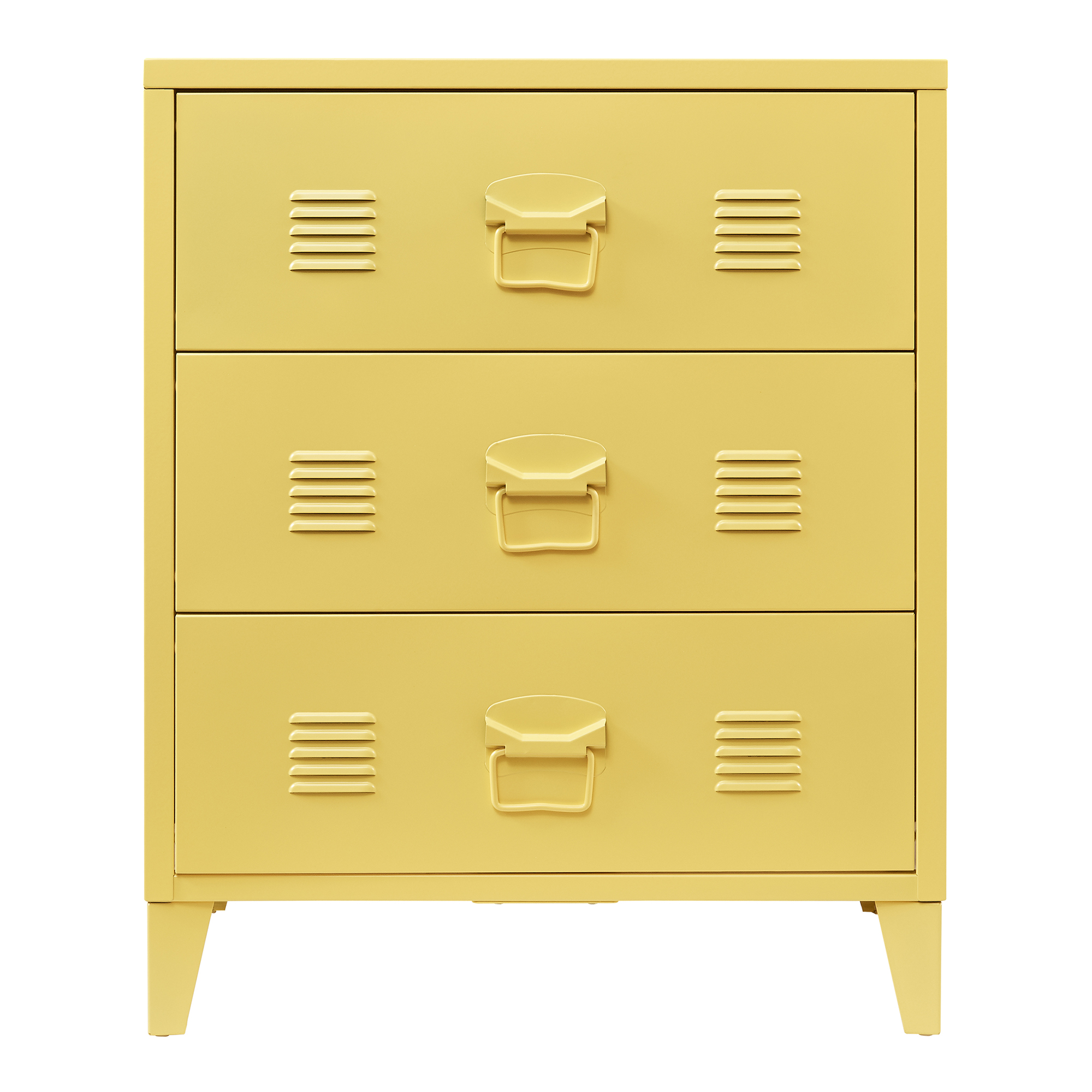 Comodă metalică cu 3 sertare Hämeenlinna, galbenă, 60x40x72 cm