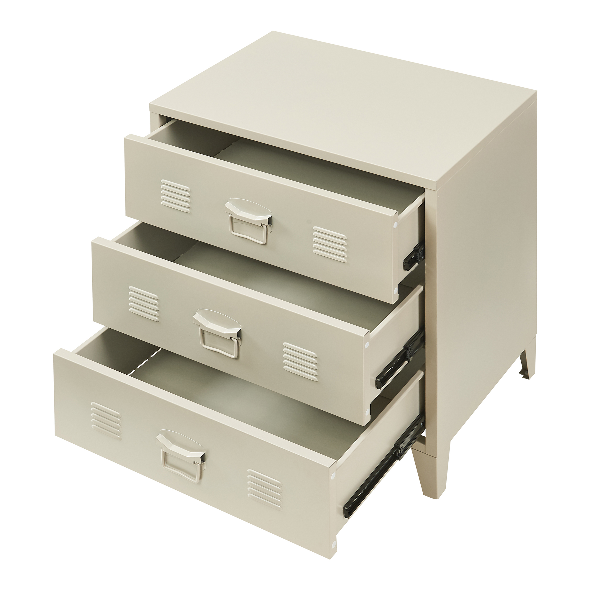 Comodă metalică cu 3 sertare Hameenlinna 60x40x72 cm, bej