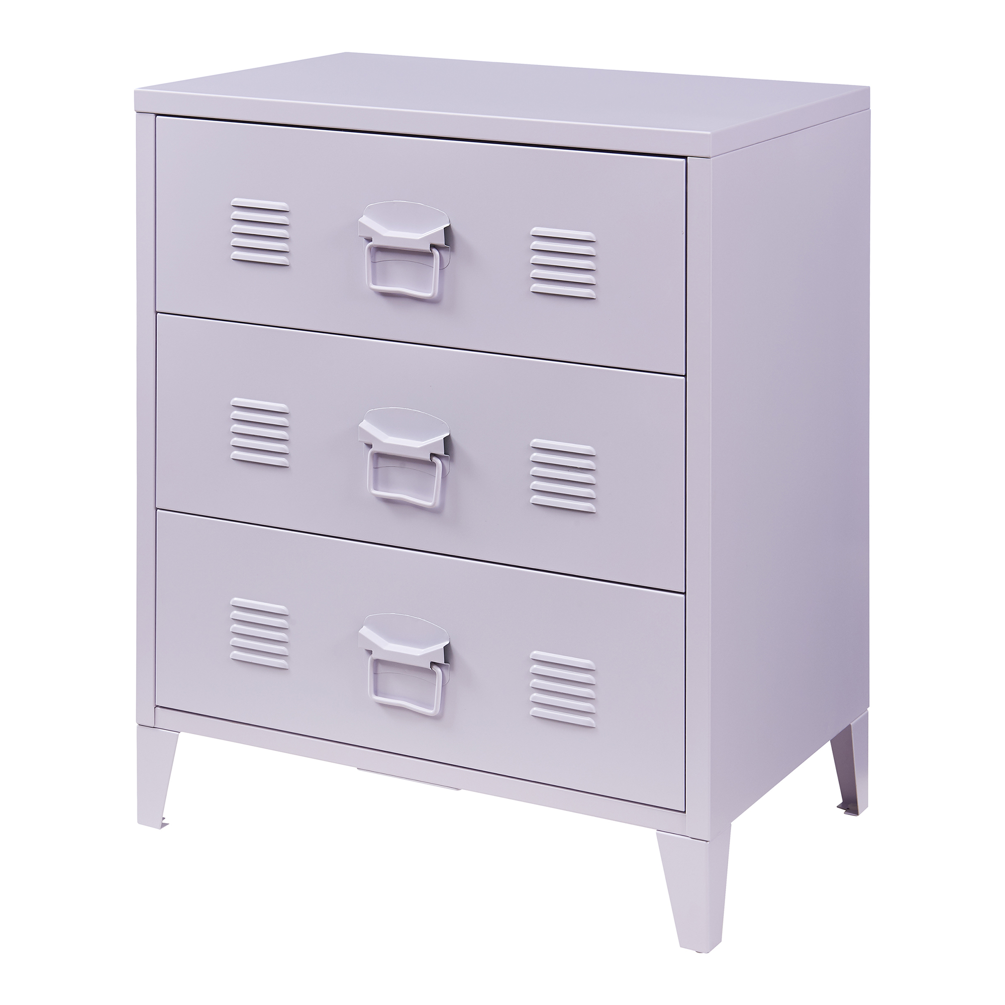 Comodă metalică cu 3 sertare Hameenlinna, mov deschis, 60x40x72 cm