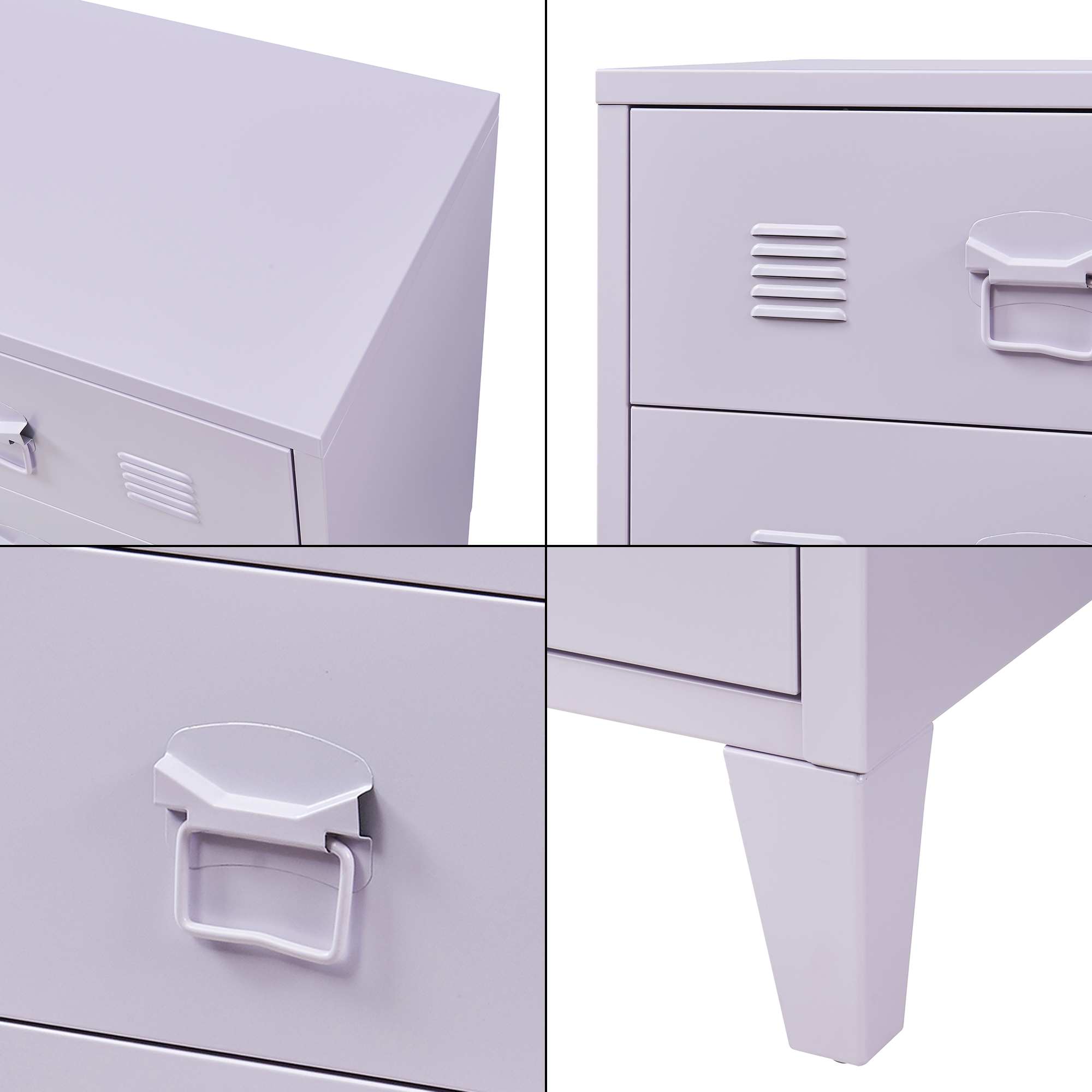 Comodă metalică cu 3 sertare Hameenlinna, mov deschis, 60x40x72 cm