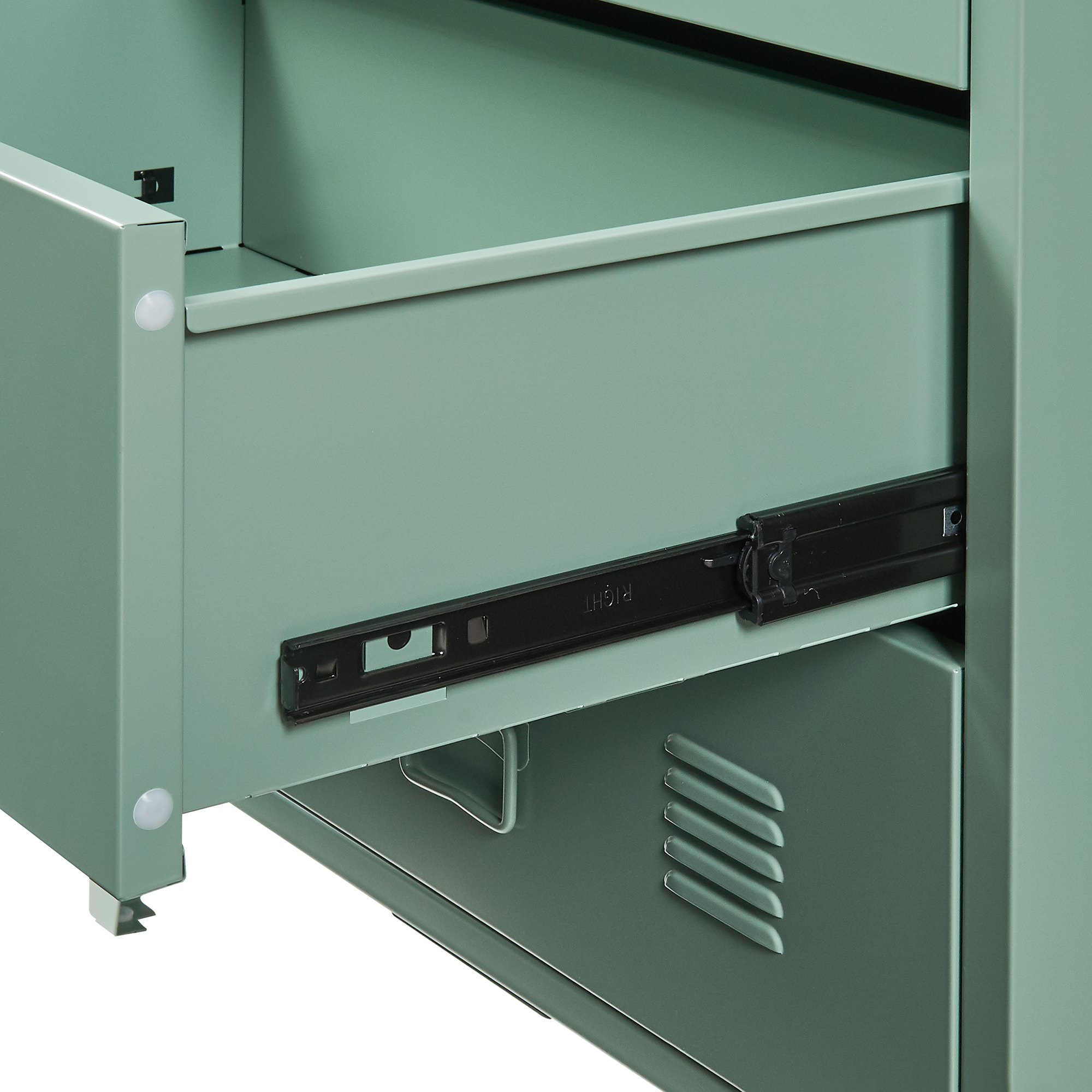 Comodă metalică cu 3 sertare Hameenlinna, 60x40x72 cm, verde mat