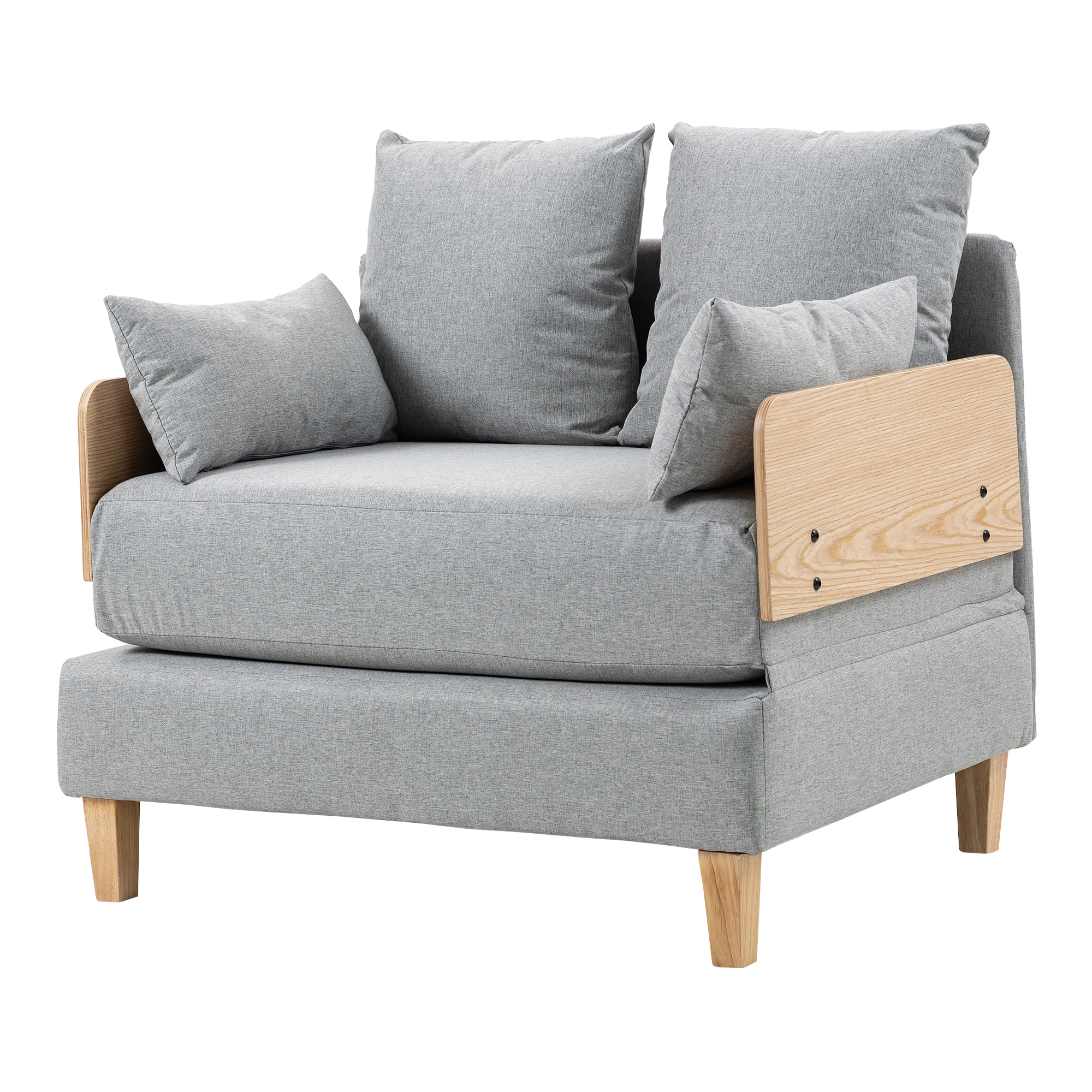 Fotoliu extensibil 1 loc Seinlus, gri deschis, 88x68x81 cm