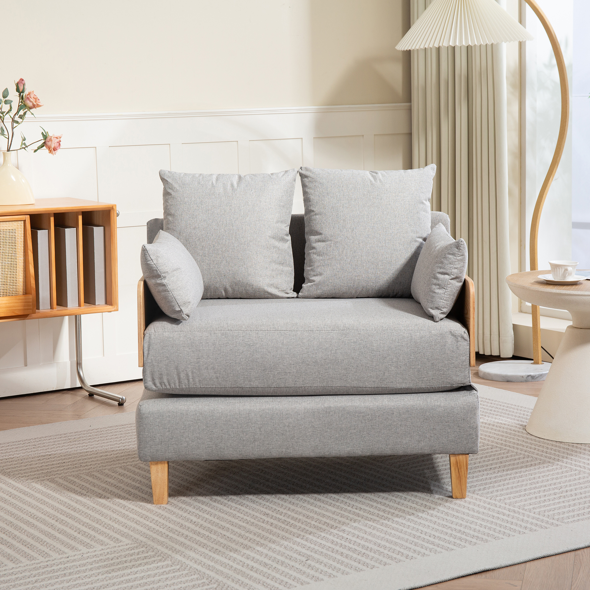 Fotoliu extensibil 1 loc Seinlus, gri deschis, 88x68x81 cm