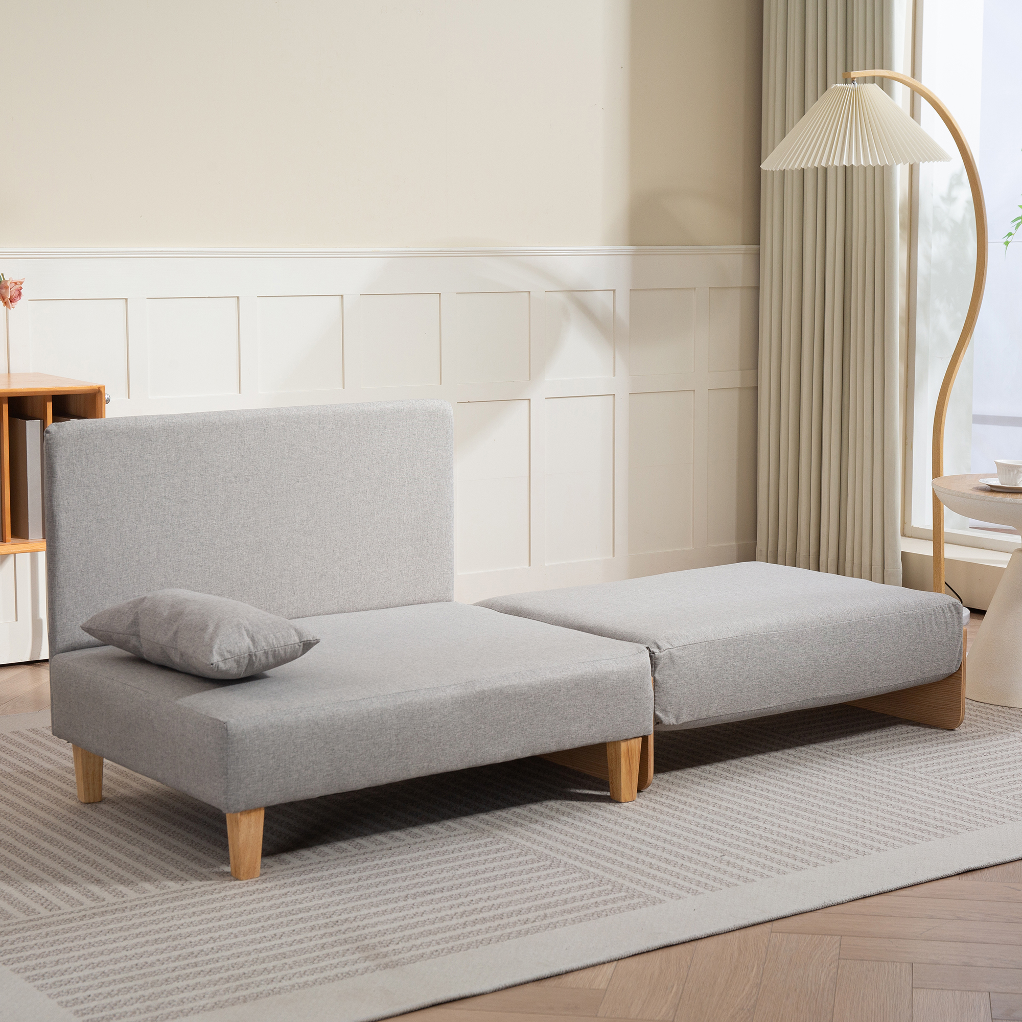 Fotoliu extensibil 1 loc Seinlus, gri deschis, 88x68x81 cm