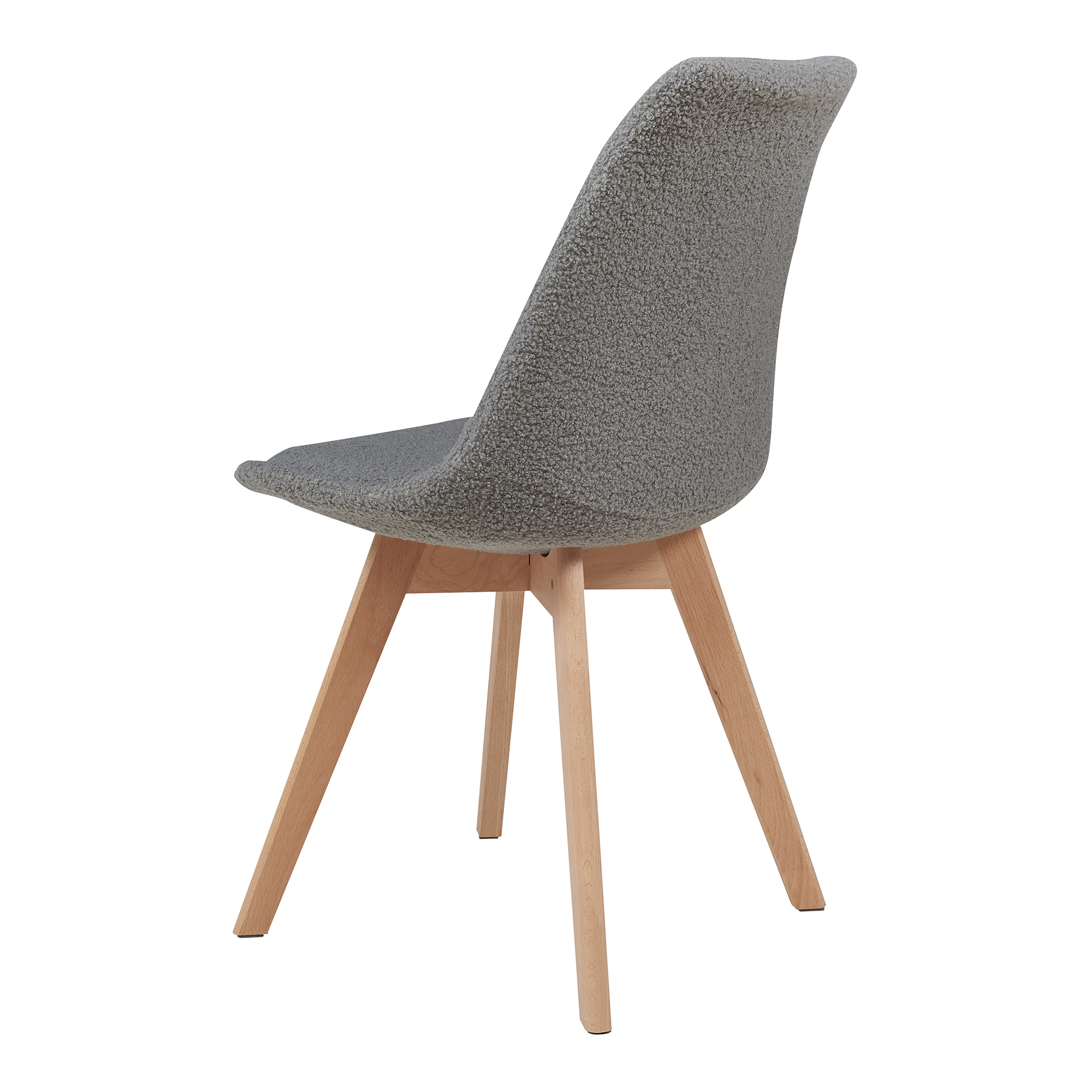 Set 6 scaune dining Fläten gri bouclé, tapitate, cu picioare din lemn