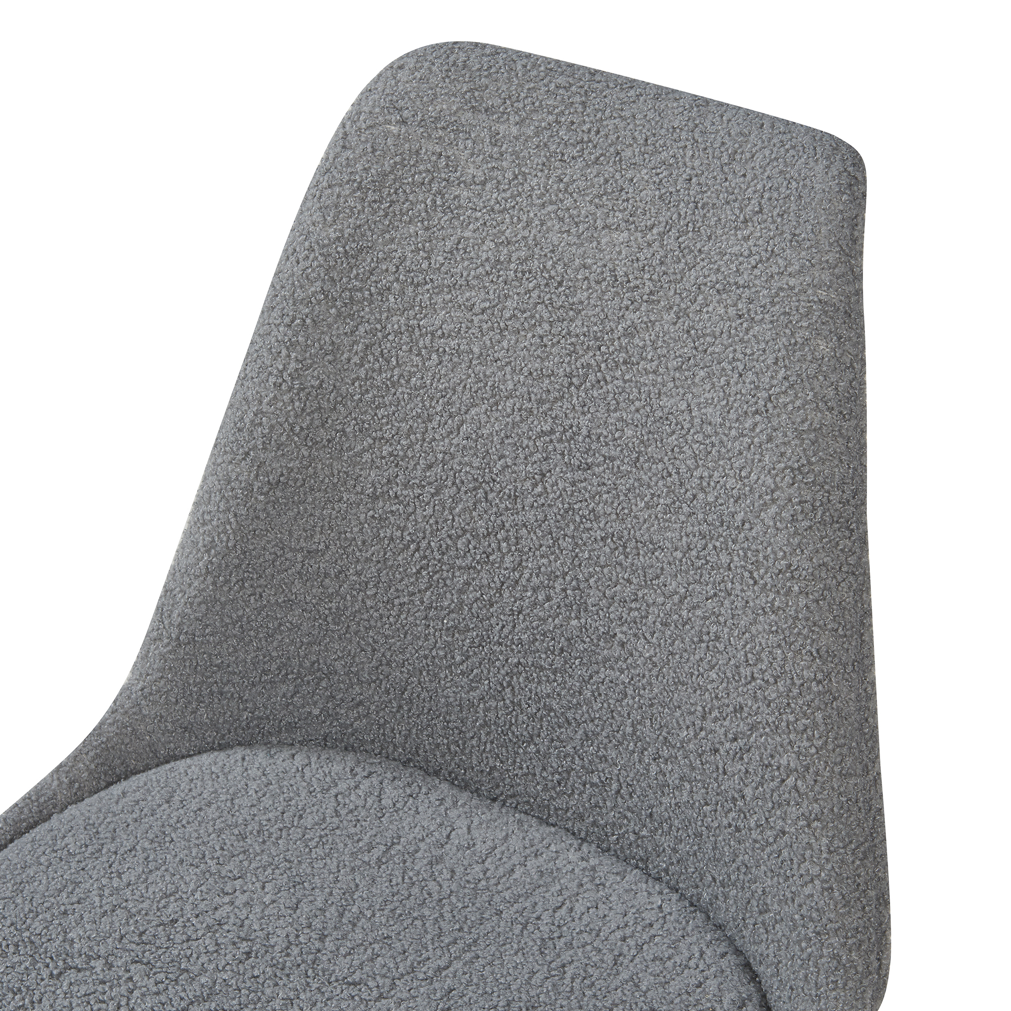 Set 6 scaune dining Fläten gri bouclé, tapitate, cu picioare din lemn