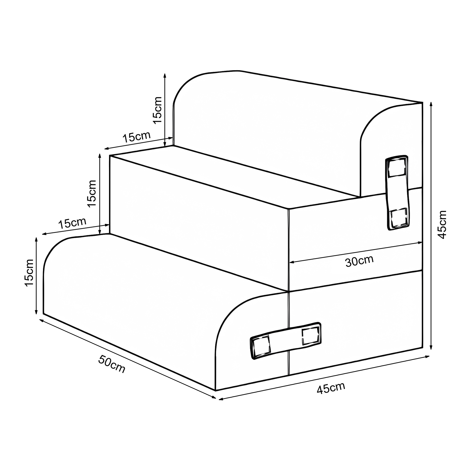 Trepte pentru animale de companie 4 piese, catifea reiata albastra