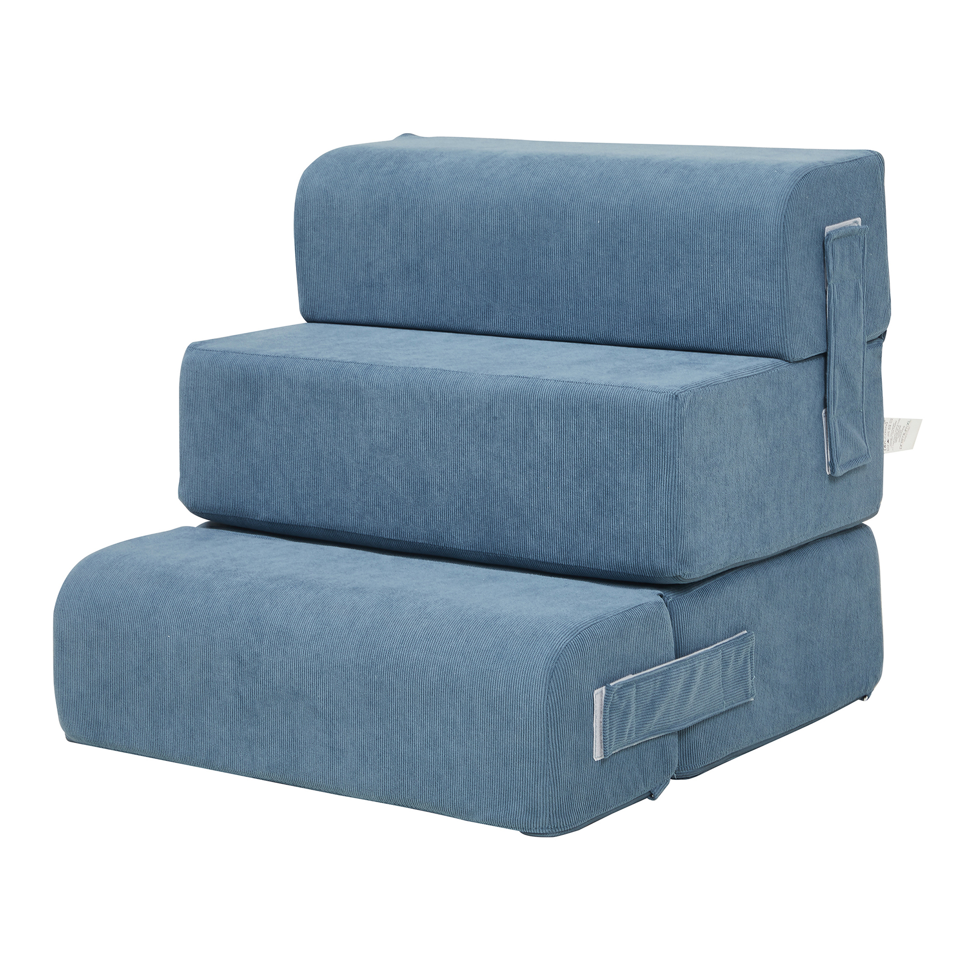 Trepte pentru animale de companie 4 piese, catifea reiata albastra