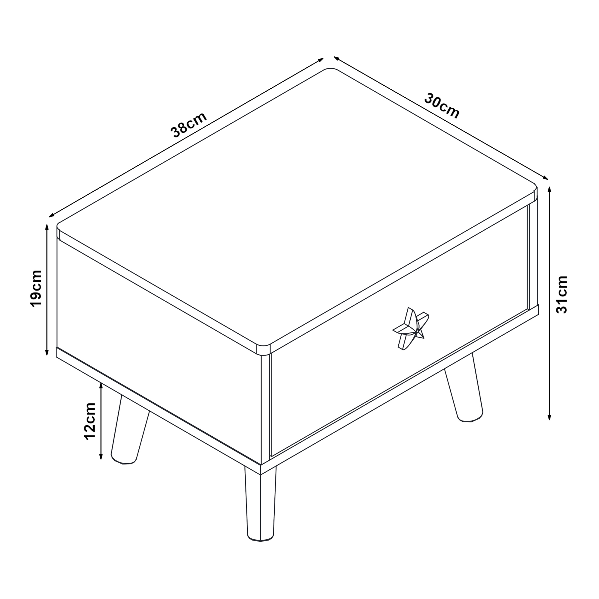 Noptieră pentru copii Sandnes 31x38x30 cm albă/verde mentă