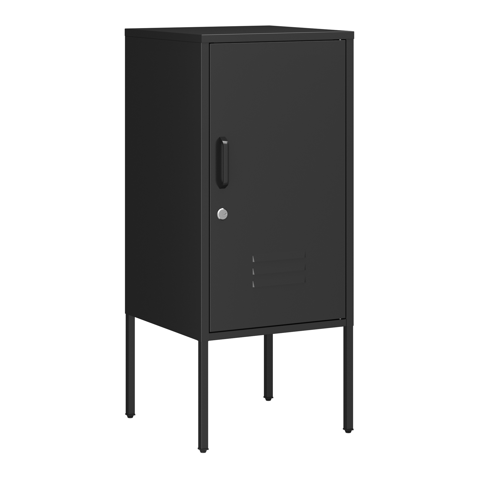 Noptieră metalică neagră Hausjärvi 82x35x35 cm cu ușă încuiabilă