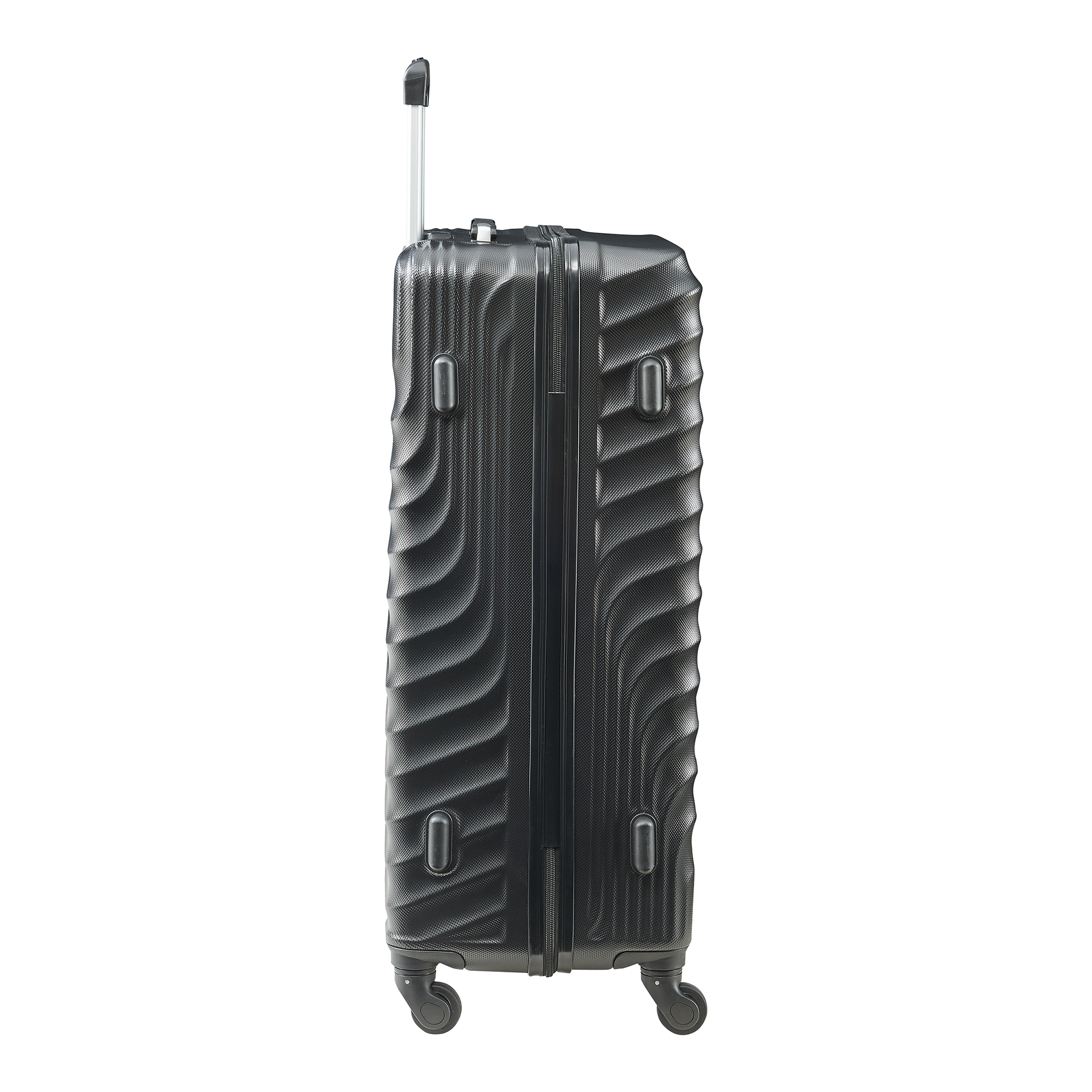 Set 3 trolere de călătorie Pona ABS negre cu lacăt TSA și roți 360°