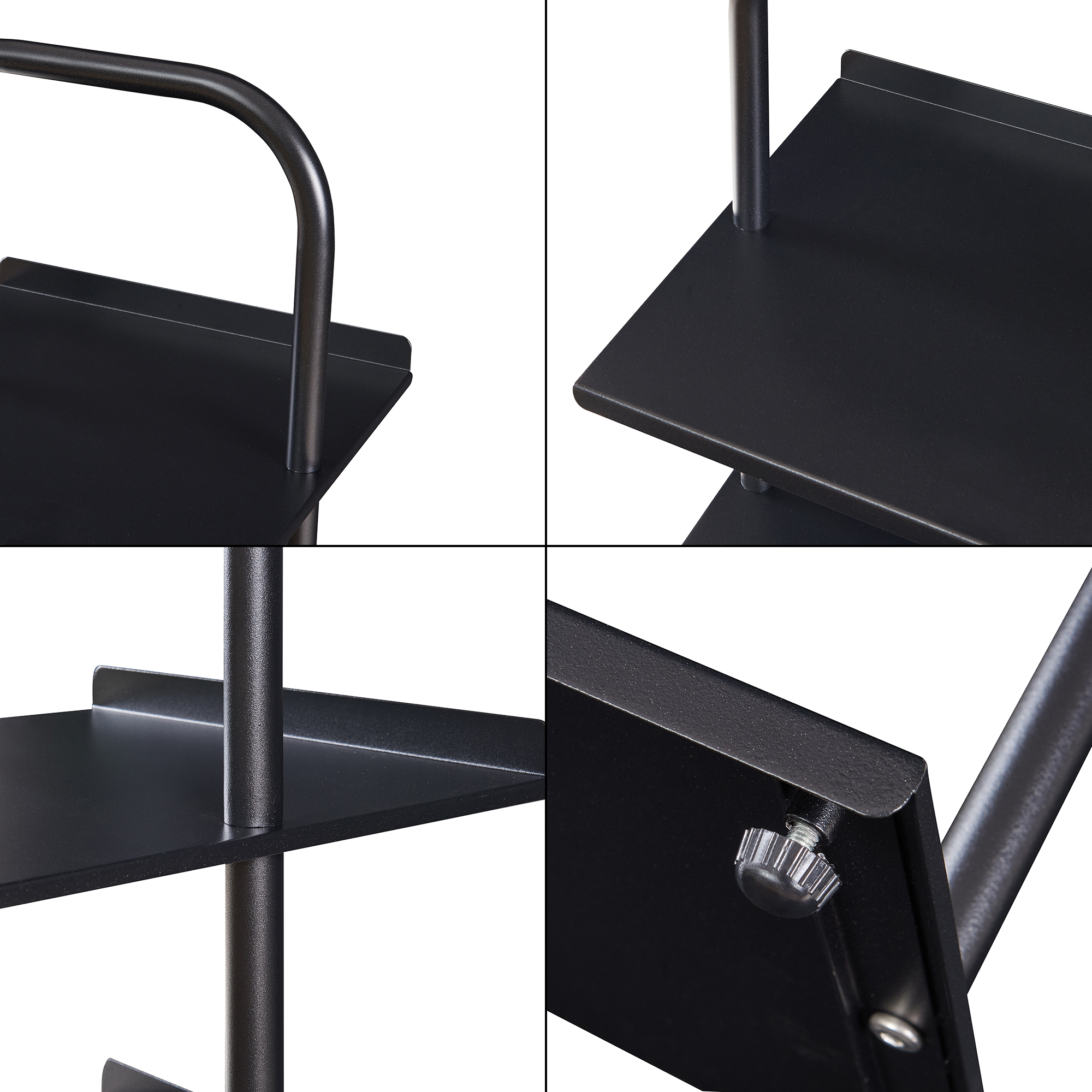 Pantofar metalic Poytya cu 5 rafturi, 119x34x32 cm, negru