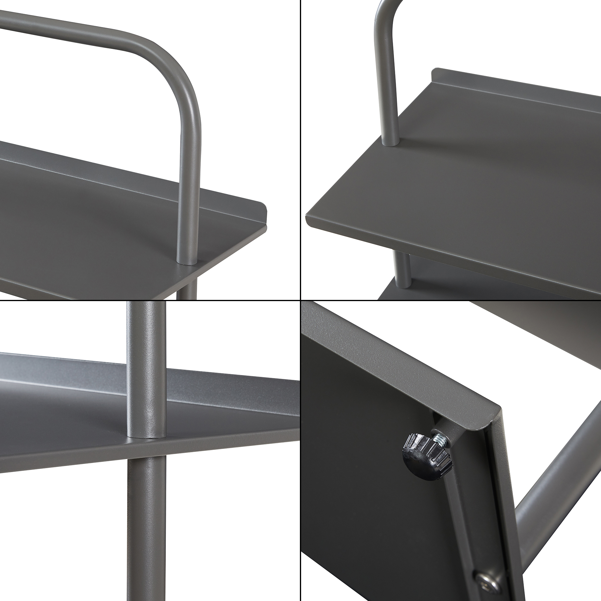 Pantofar metalic Poytya cu 5 polite, antracit, 119x60x32 cm